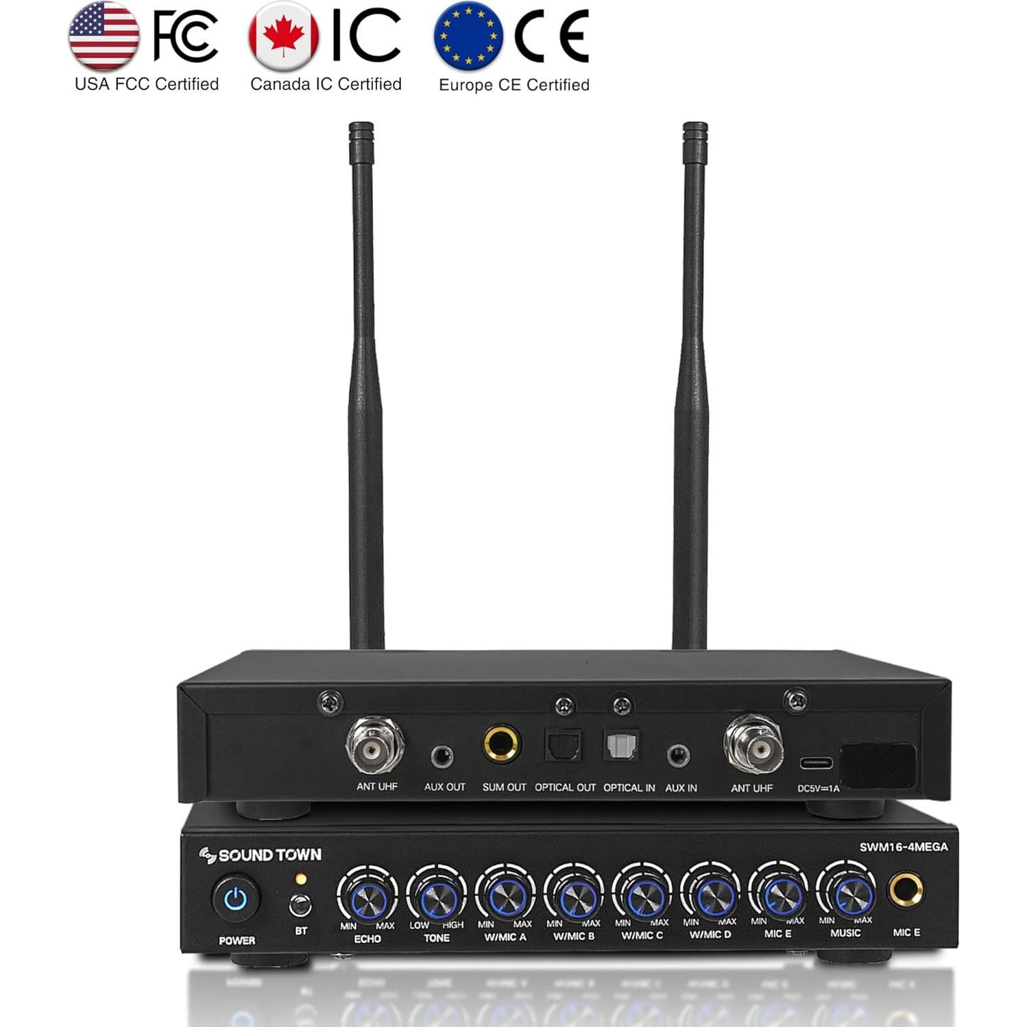 Sistema Karaoke Inalámbrico Sound Town SWM16-4MEGA 4 Micrófonos