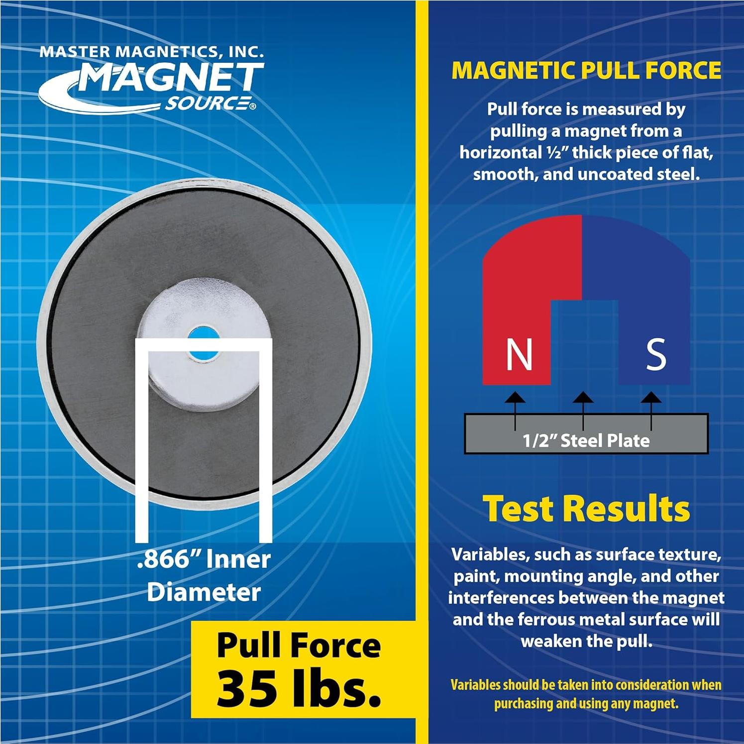 Imán Redondo Master Magnetics 5,18 cm 15,88 kg Paquete de 6