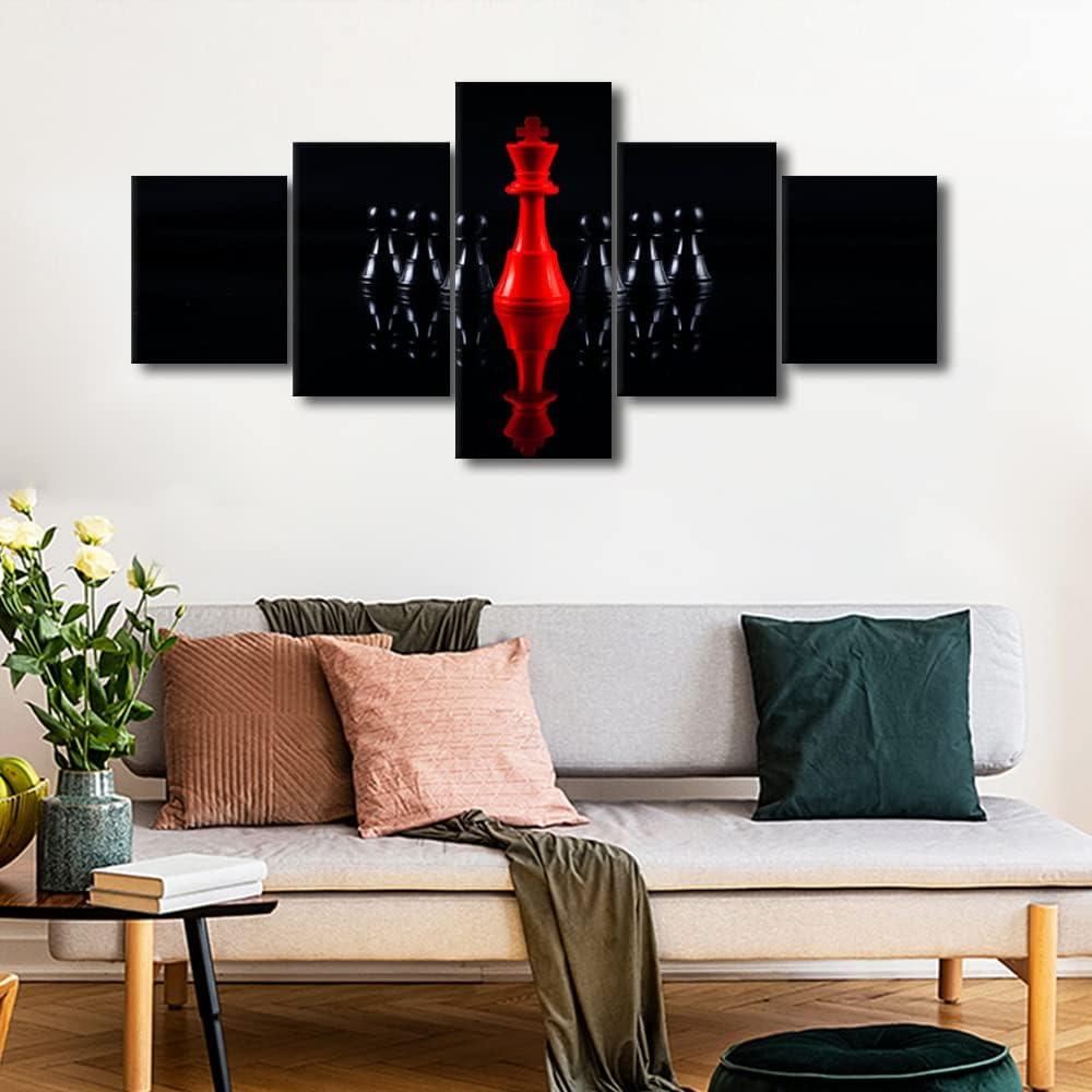 Arte de Pared en Lienzo TISHIRON 5 Piezas Ajedrez 125x60 cm