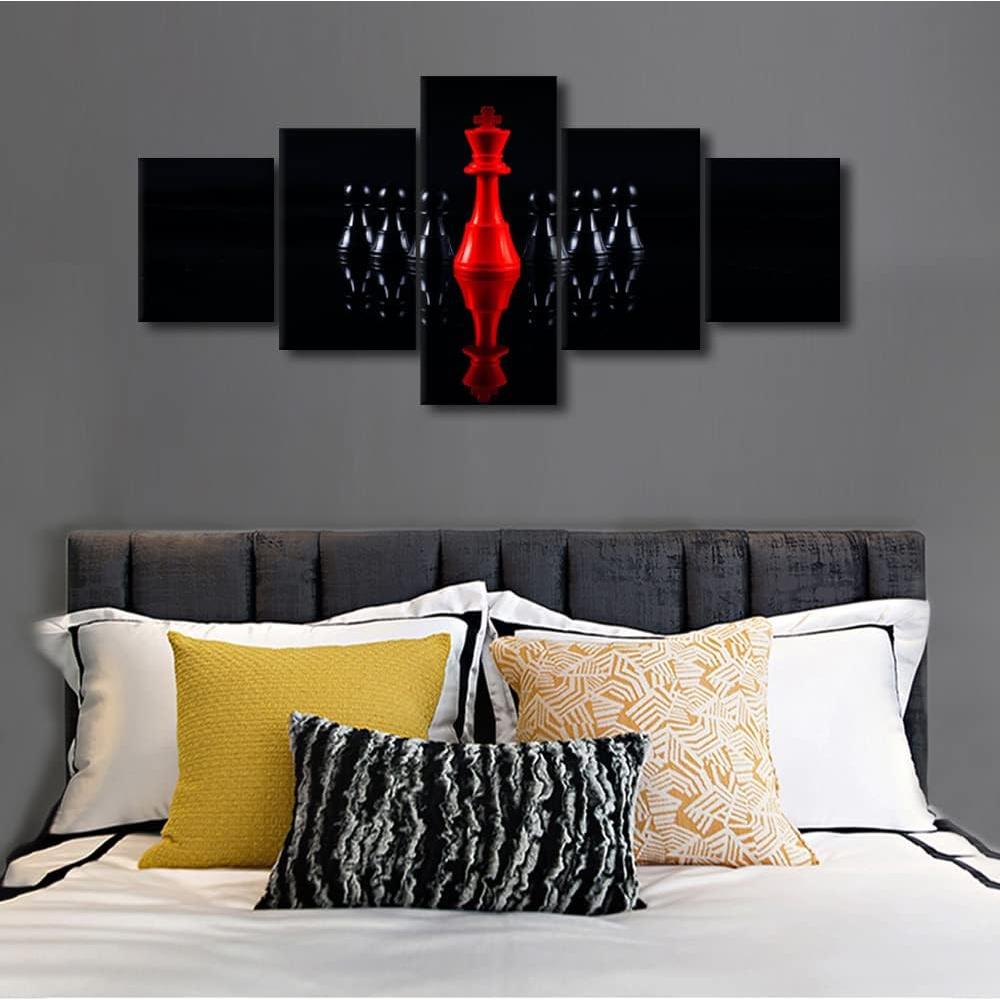 Arte de Pared en Lienzo TISHIRON 5 Piezas Ajedrez 125x60 cm