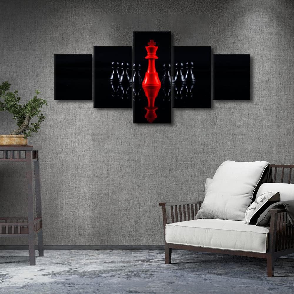 Arte de Pared en Lienzo TISHIRON 5 Piezas Ajedrez 125x60 cm