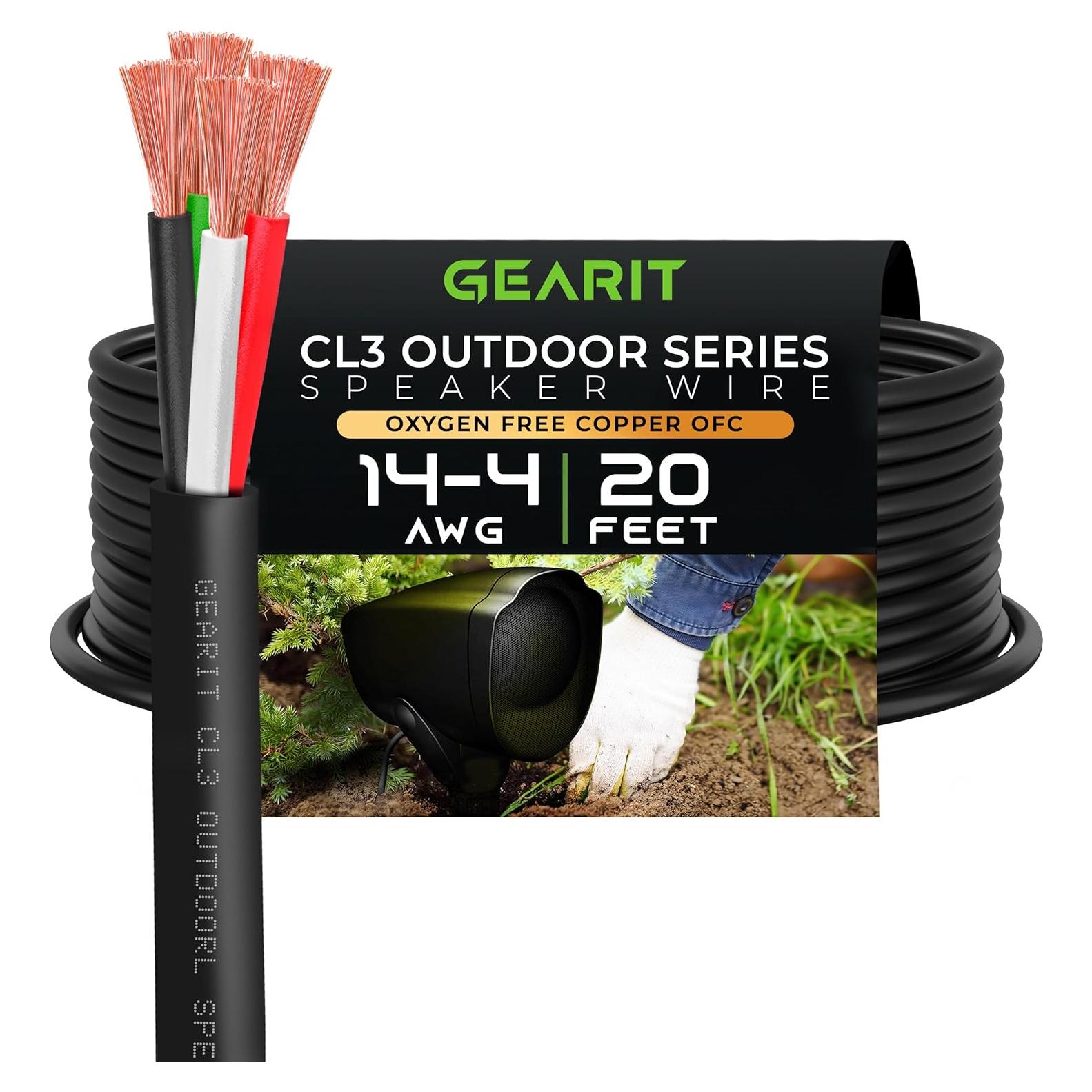 Cable de Altavoz GEARit 14AWG 6,10m 4-Conductores Negro