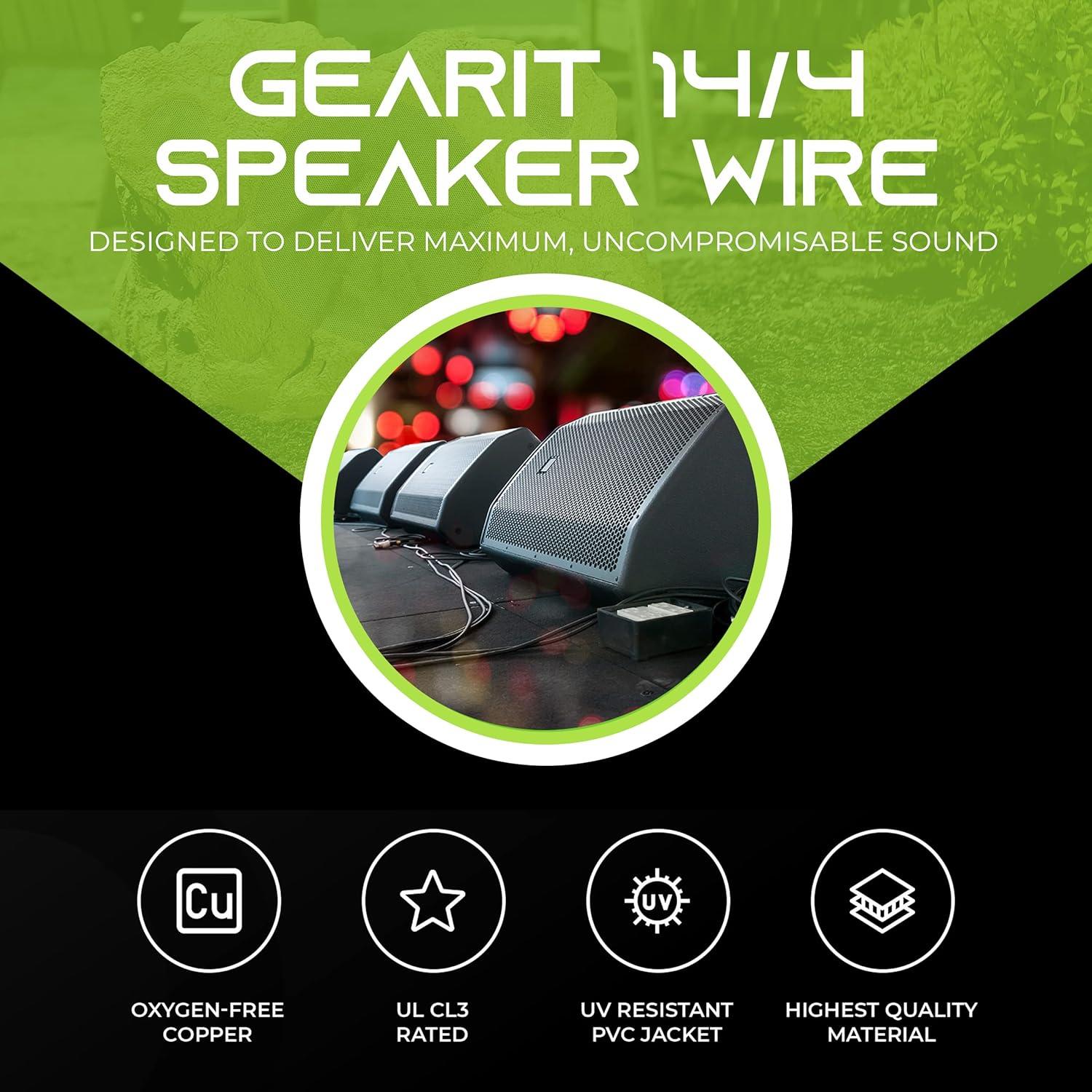 Cable de Altavoz GEARit 14AWG 6,10m 4-Conductores Negro