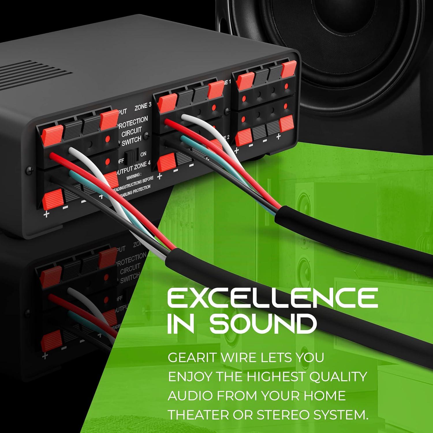Cable de Altavoz GEARit 14AWG 6,10m 4-Conductores Negro
