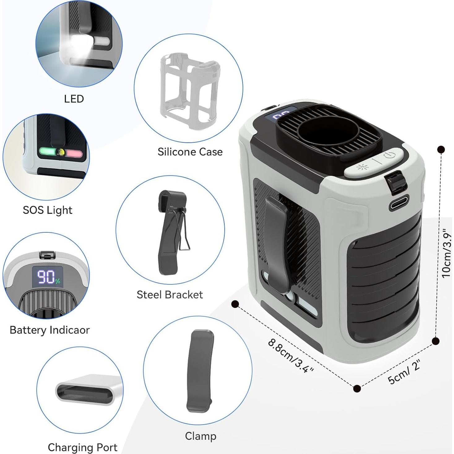 Ventilador de Cintura Portátil GrowCube FC-11 5 Velocidades 40H