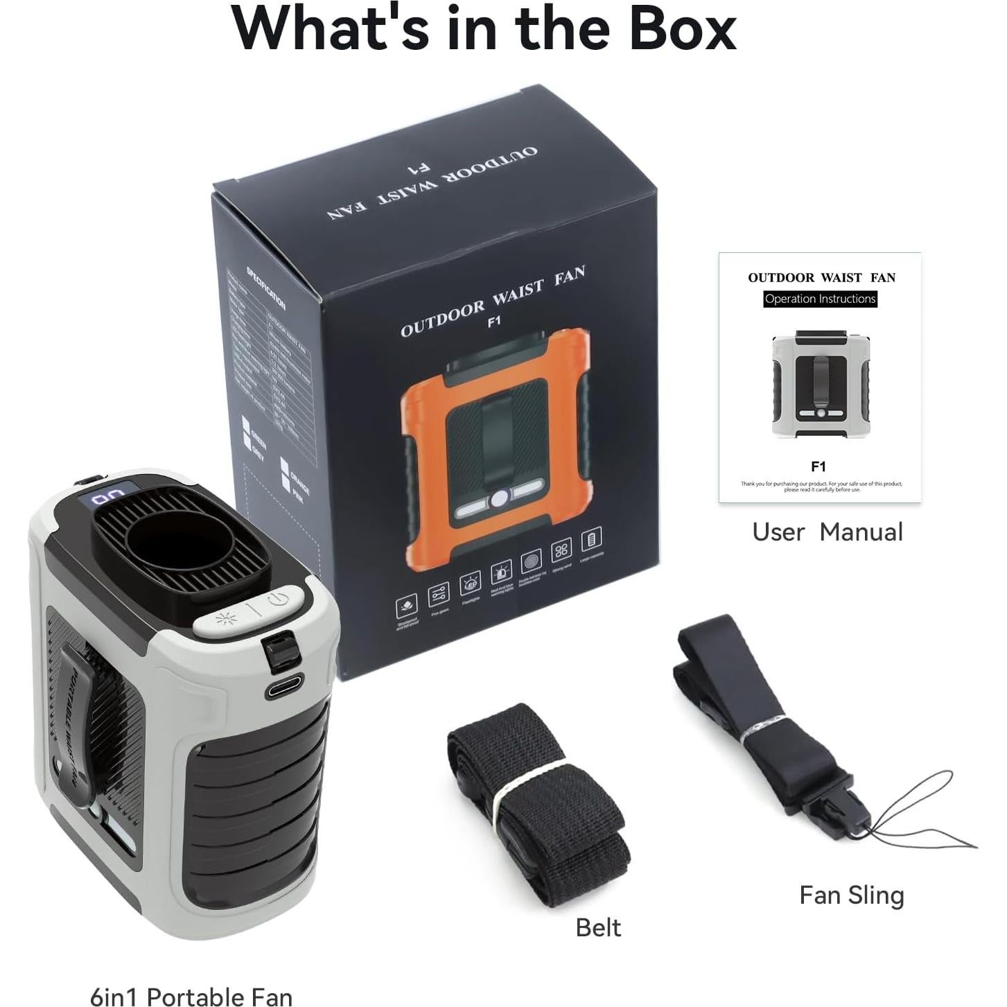 Ventilador de Cintura Portátil GrowCube FC-11 5 Velocidades 40H