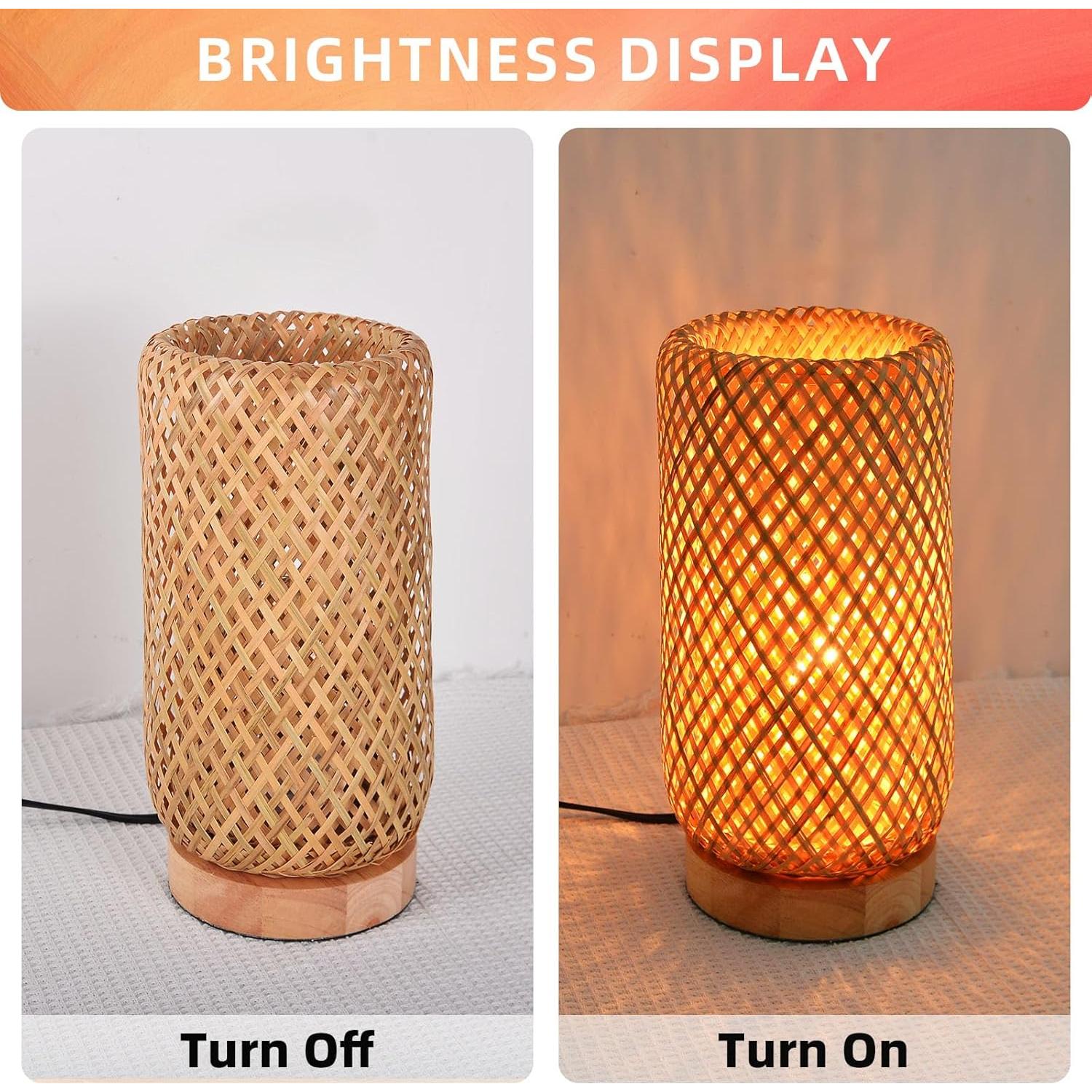 Lámpara de Mesa Boho Arturesthome de Bambú 30 cm Vintage