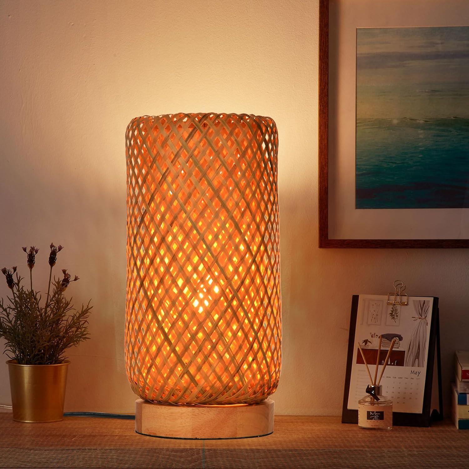 Lámpara de Mesa Boho Arturesthome de Bambú 30 cm Vintage