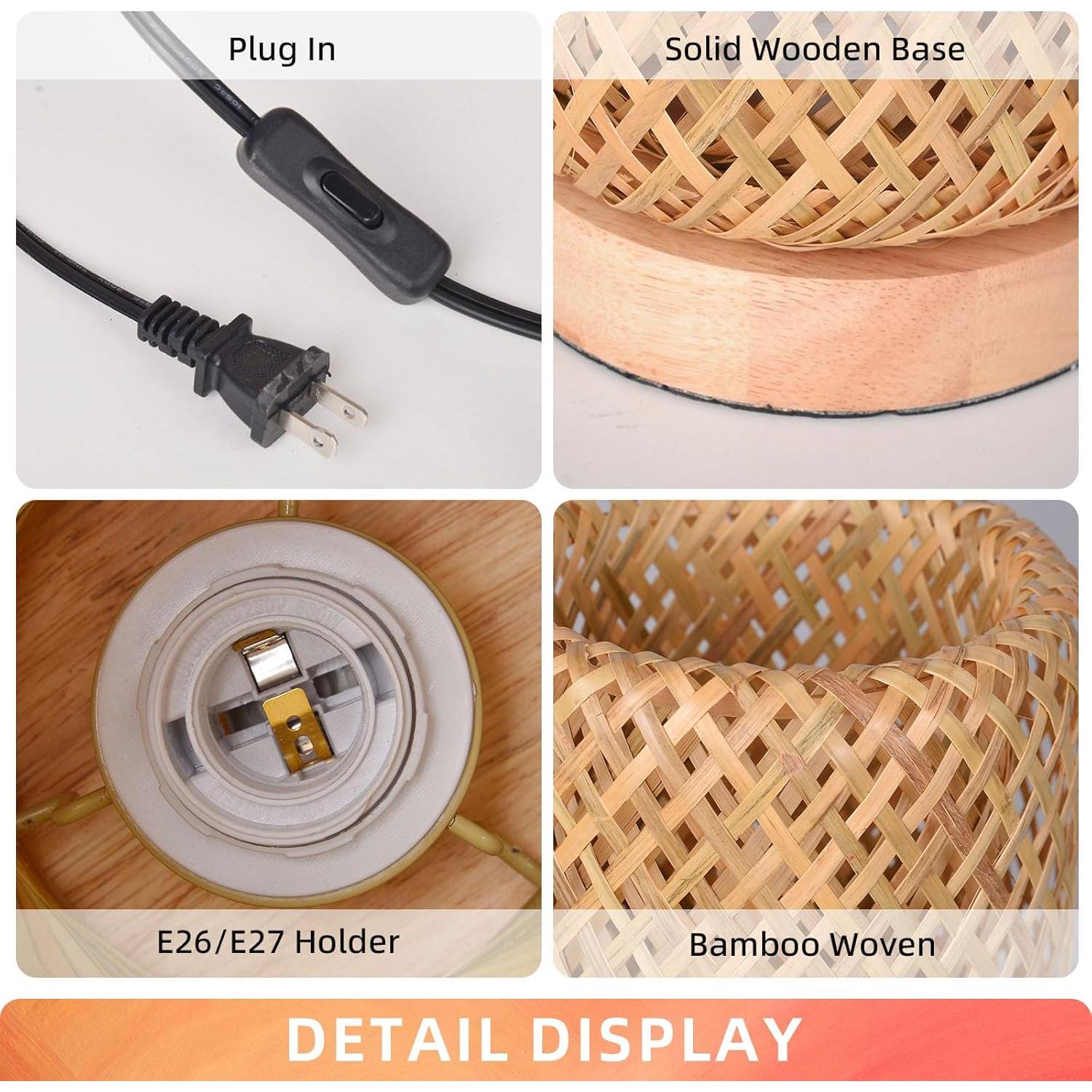 Lámpara de Mesa Boho Arturesthome de Bambú 30 cm Vintage