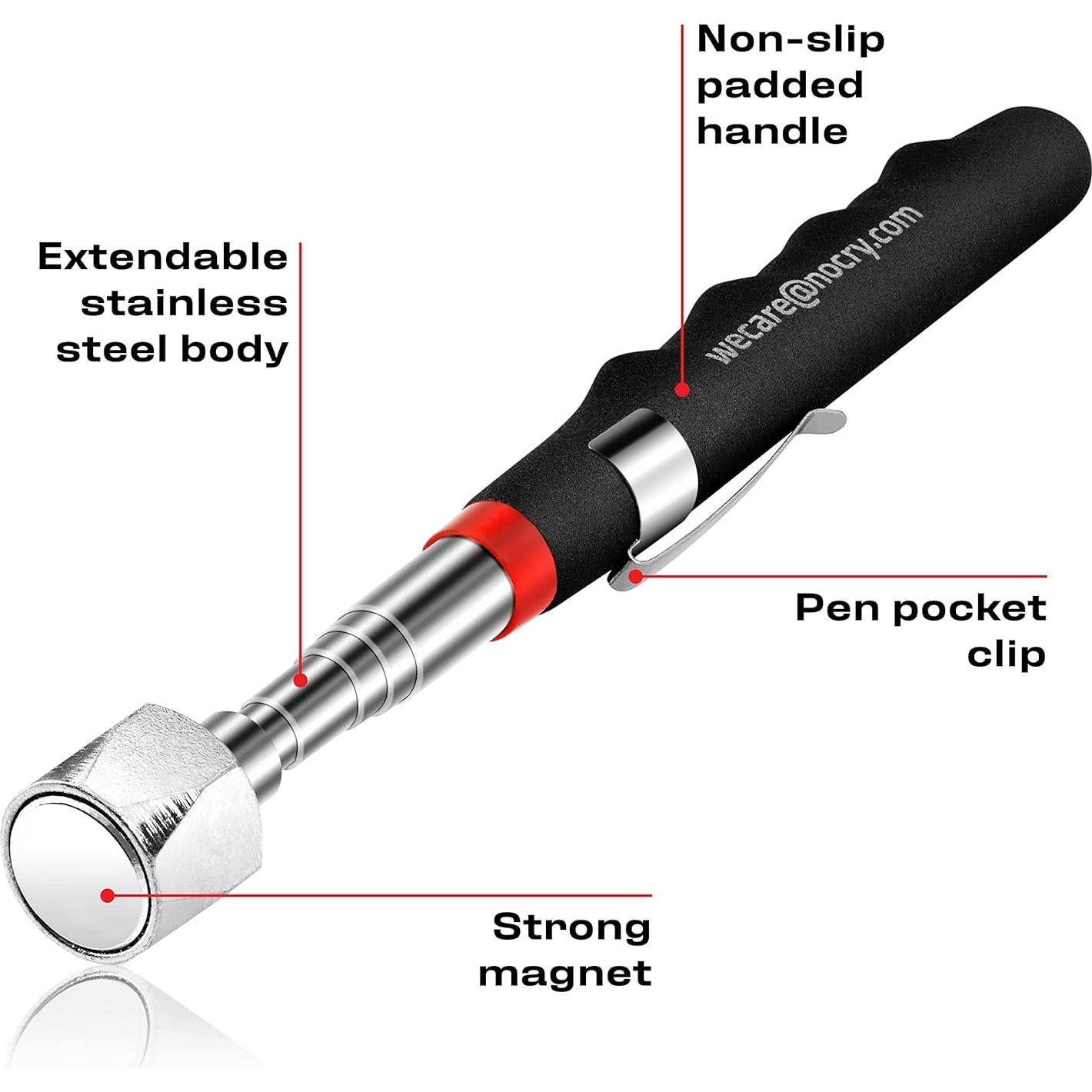 NoCry Imán Telescópico 76,2 cm con Fuerza 11,3 kg