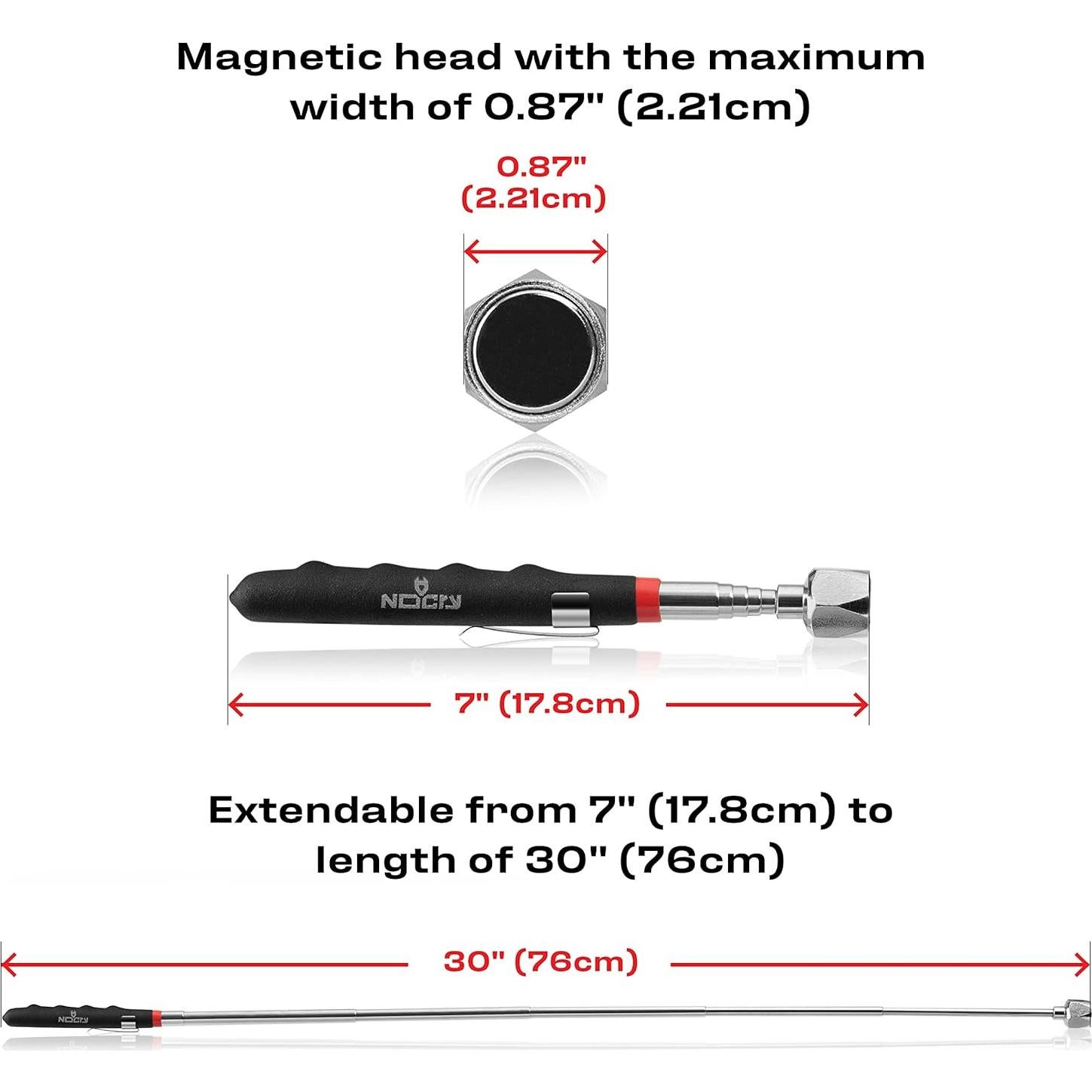 NoCry Imán Telescópico 76,2 cm con Fuerza 11,3 kg