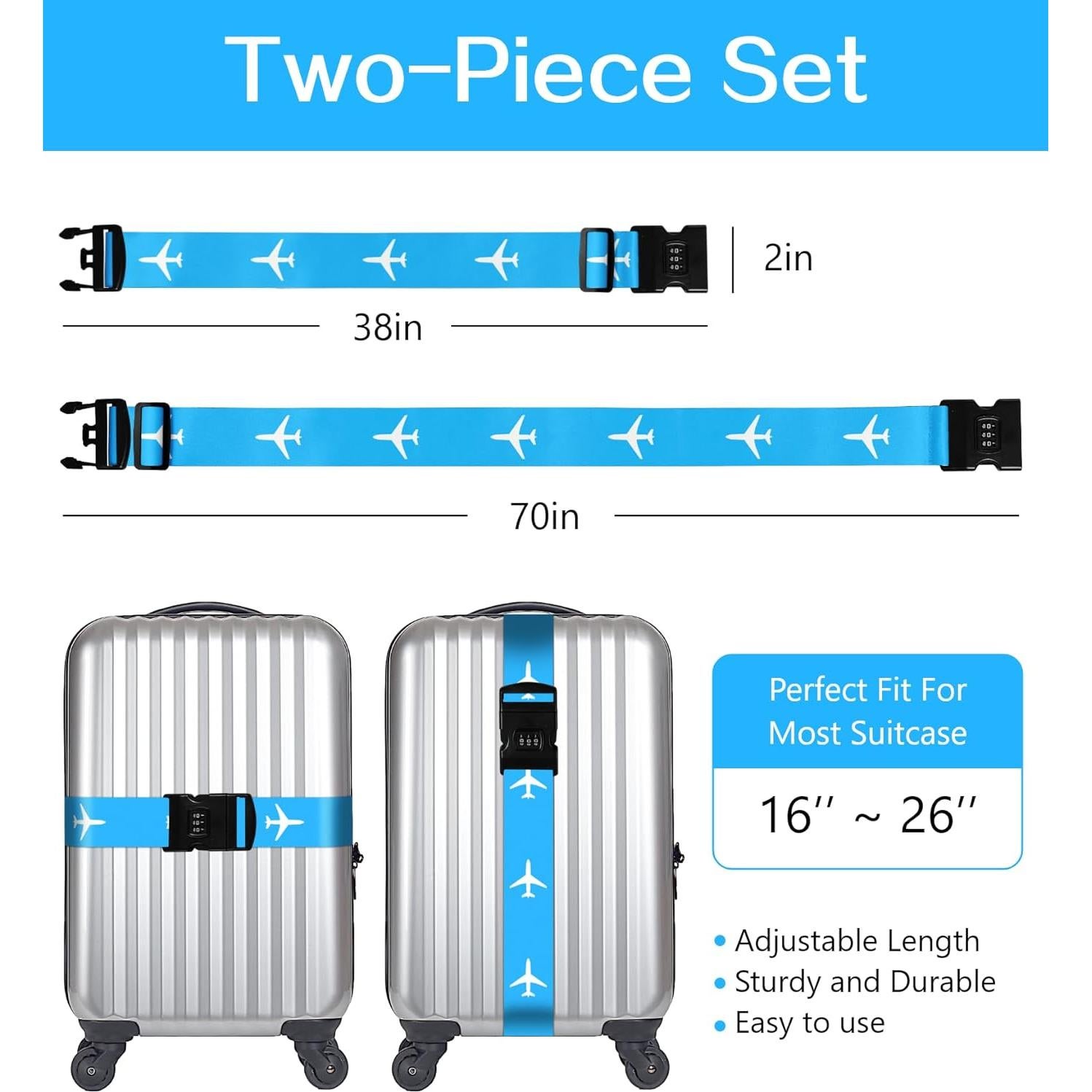 Correa de Equipaje Ajustable Stanoha Azul con Hebilla Segura