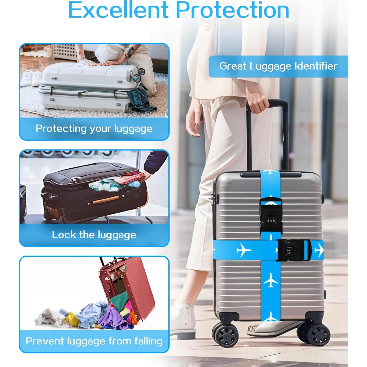 Correa de Equipaje Ajustable Stanoha Azul con Hebilla Segura