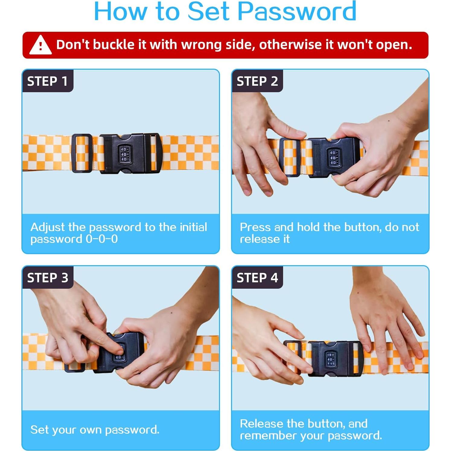 Correa de Equipaje Ajustable Stanoha Azul con Hebilla Segura