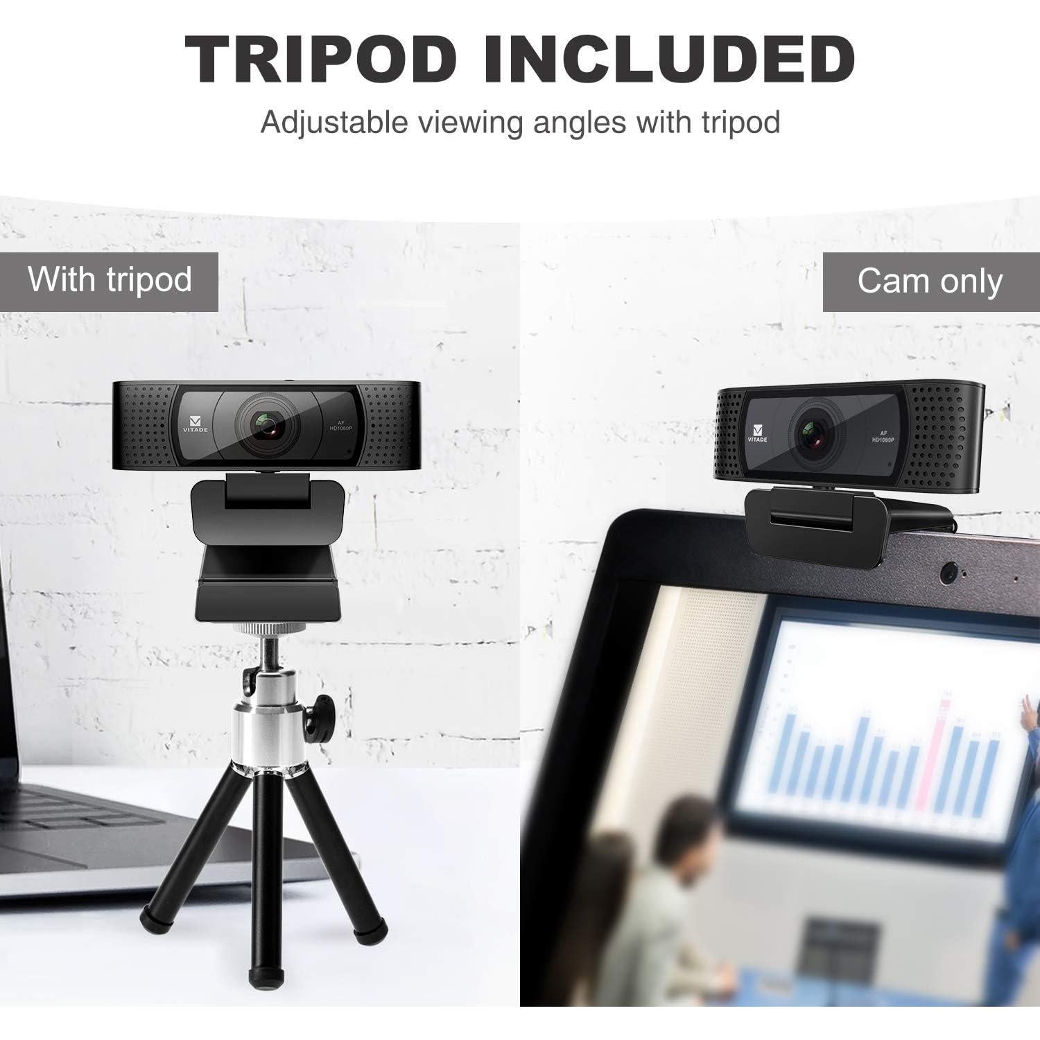 Cámara Web HD 1080P Vitade 928A con Micrófono y Cubierta