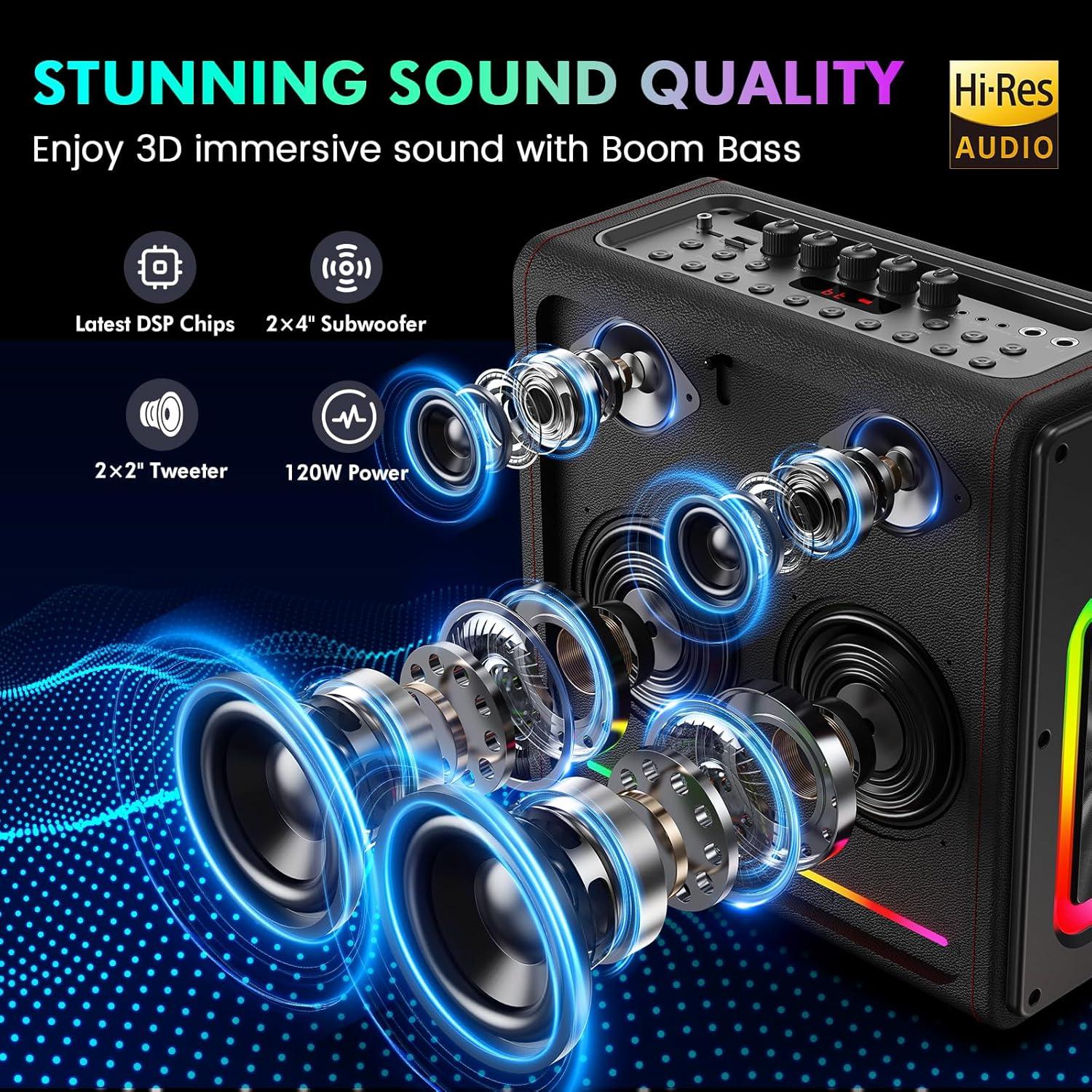 Máquina de Karaoke PPMIC MS78 Bluetooth 5.3 300W 2 Micrófonos