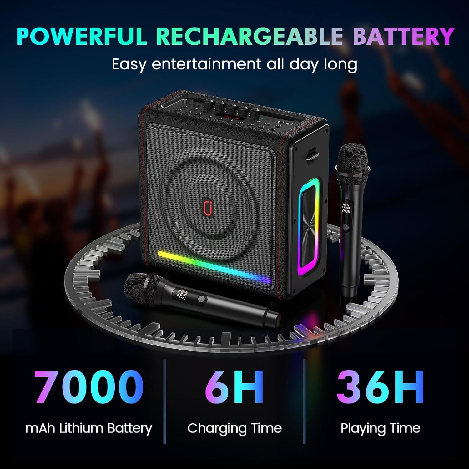 Máquina de Karaoke PPMIC MS78 Bluetooth 5.3 300W 2 Micrófonos