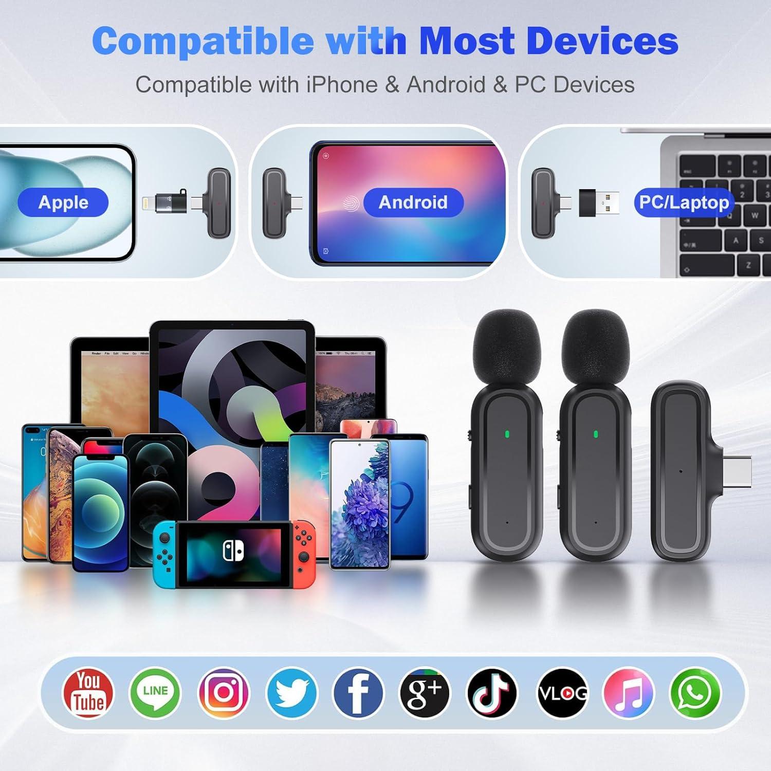 Micrófonos Lavalier Inalámbricos Voijump DT625 - 2 Unidades con Estuche