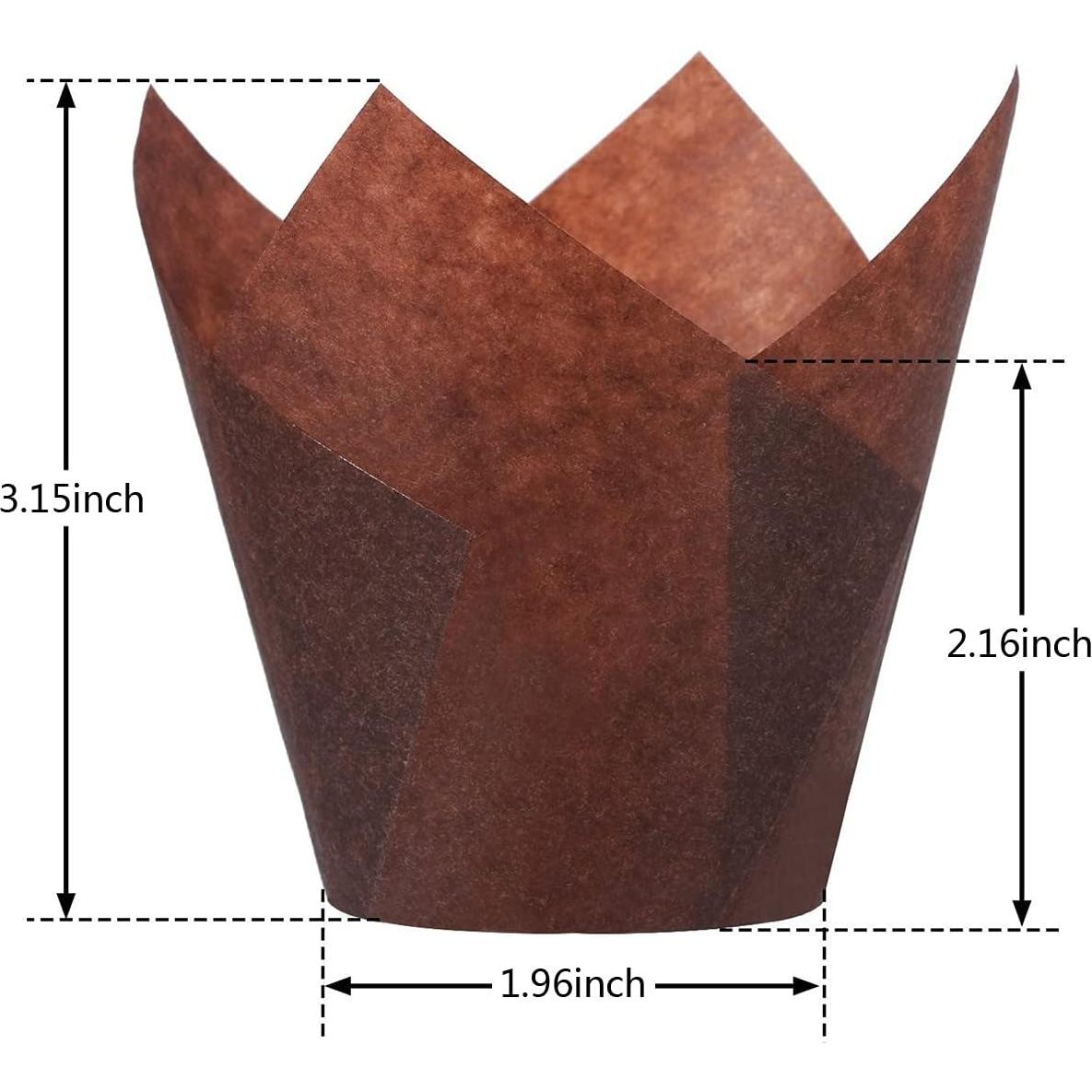 200 Forros de Cupcake Tulipán Taoxi Papel Antigrasa Marrón