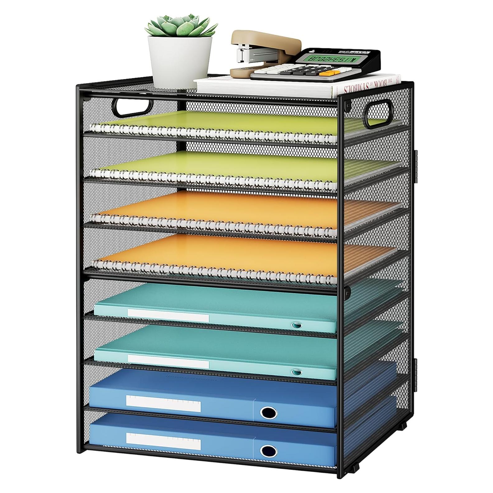 Organizador de Papel SUBEKYU 9 Niveles Metal Negro Ajustable