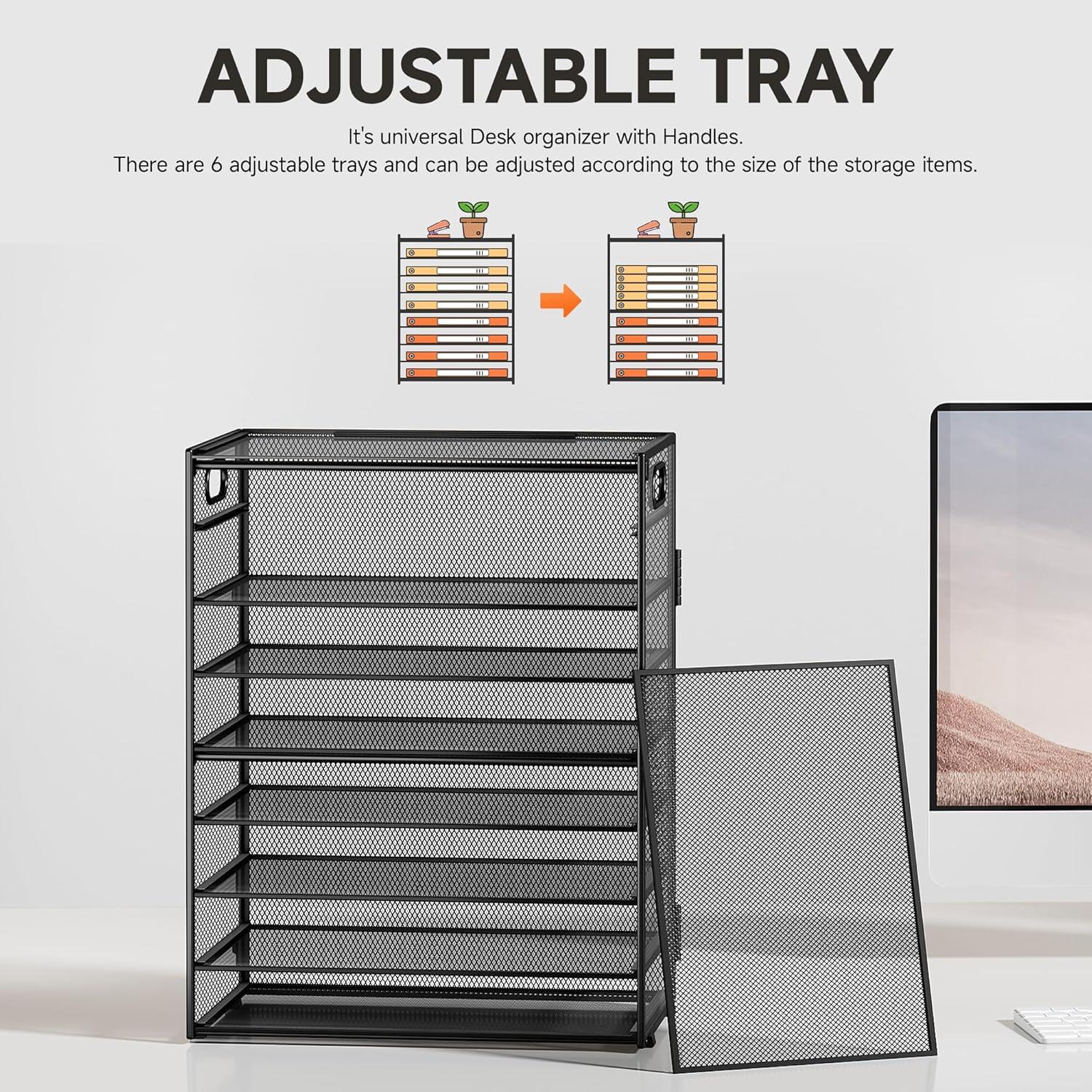 Organizador de Papel SUBEKYU 9 Niveles Metal Negro Ajustable