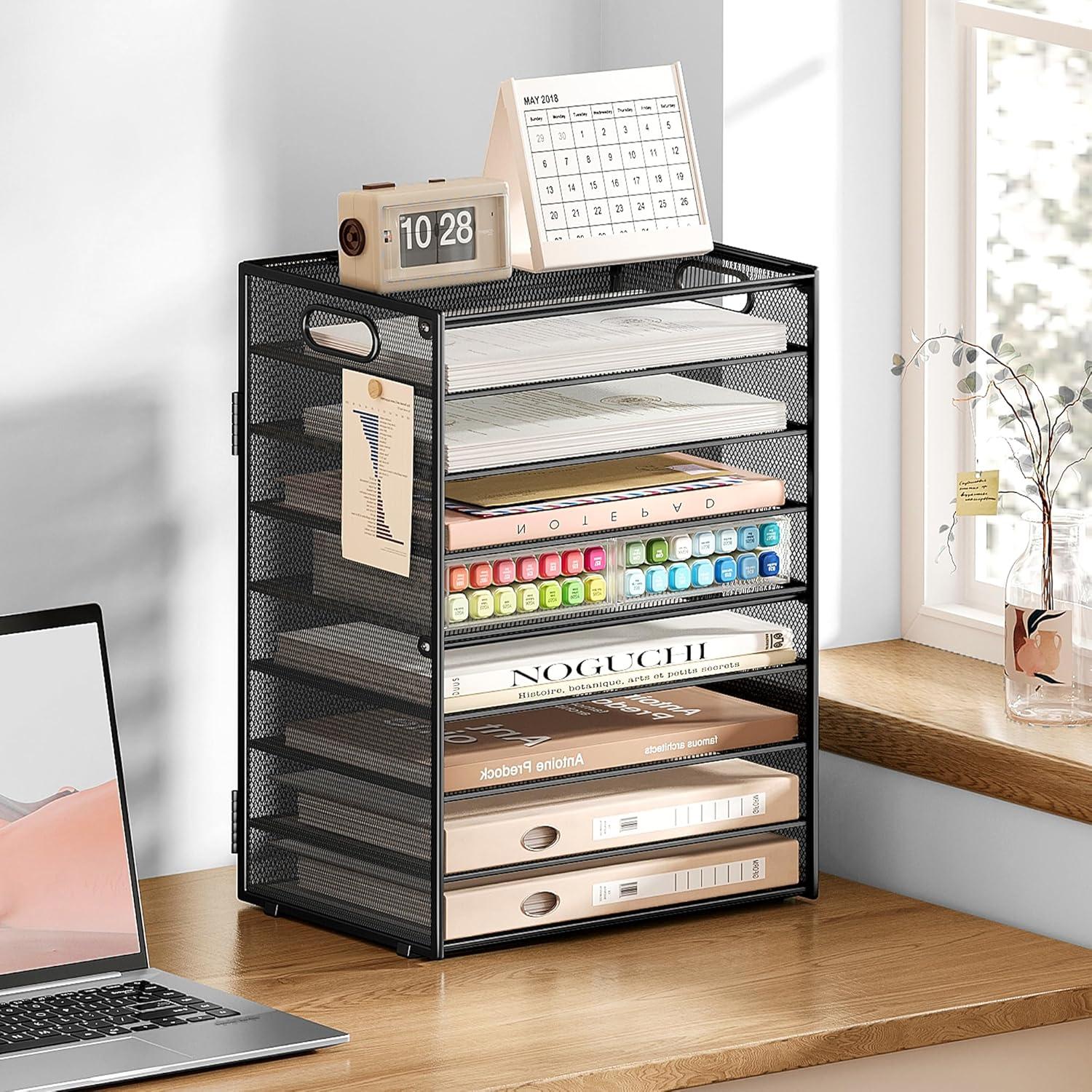 Organizador de Papel SUBEKYU 9 Niveles Metal Negro Ajustable