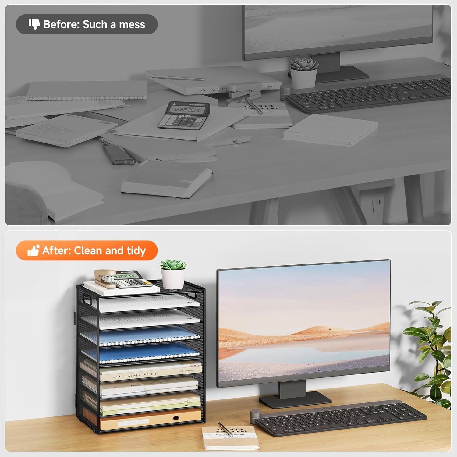 Organizador de Papel SUBEKYU 9 Niveles Metal Negro Ajustable