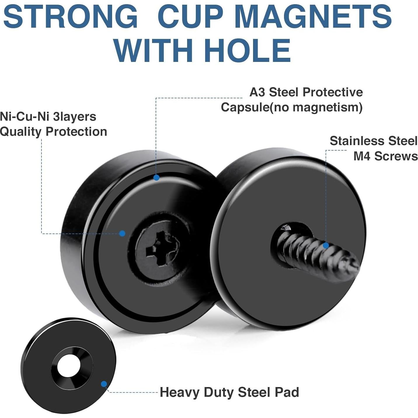 Imán Fuerte MIKEDE 40kg con Agujeros - Paquete de 12