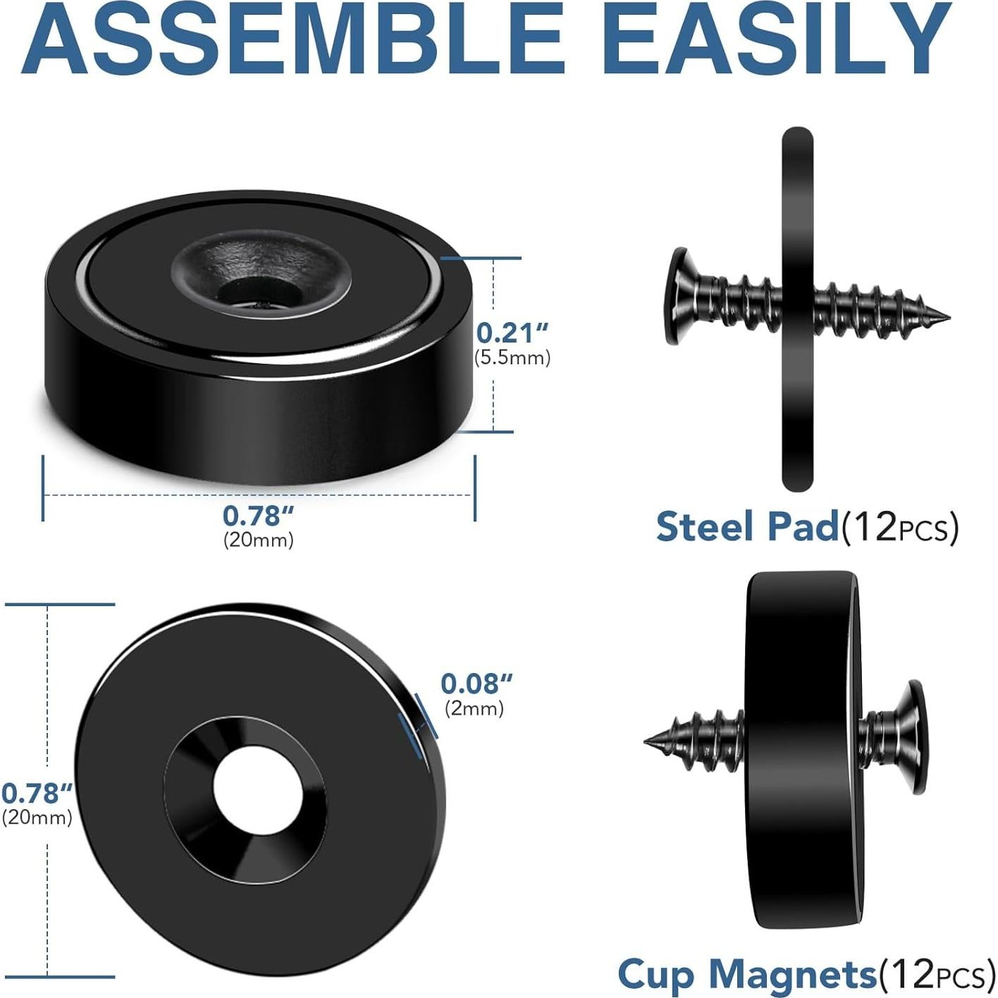 Imán Fuerte MIKEDE 40kg con Agujeros - Paquete de 12