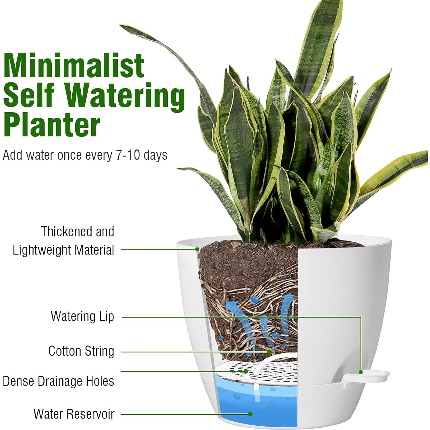 Macetas autorriego WSMKSZ 3 piezas 30,48/25,4/22,86 cm