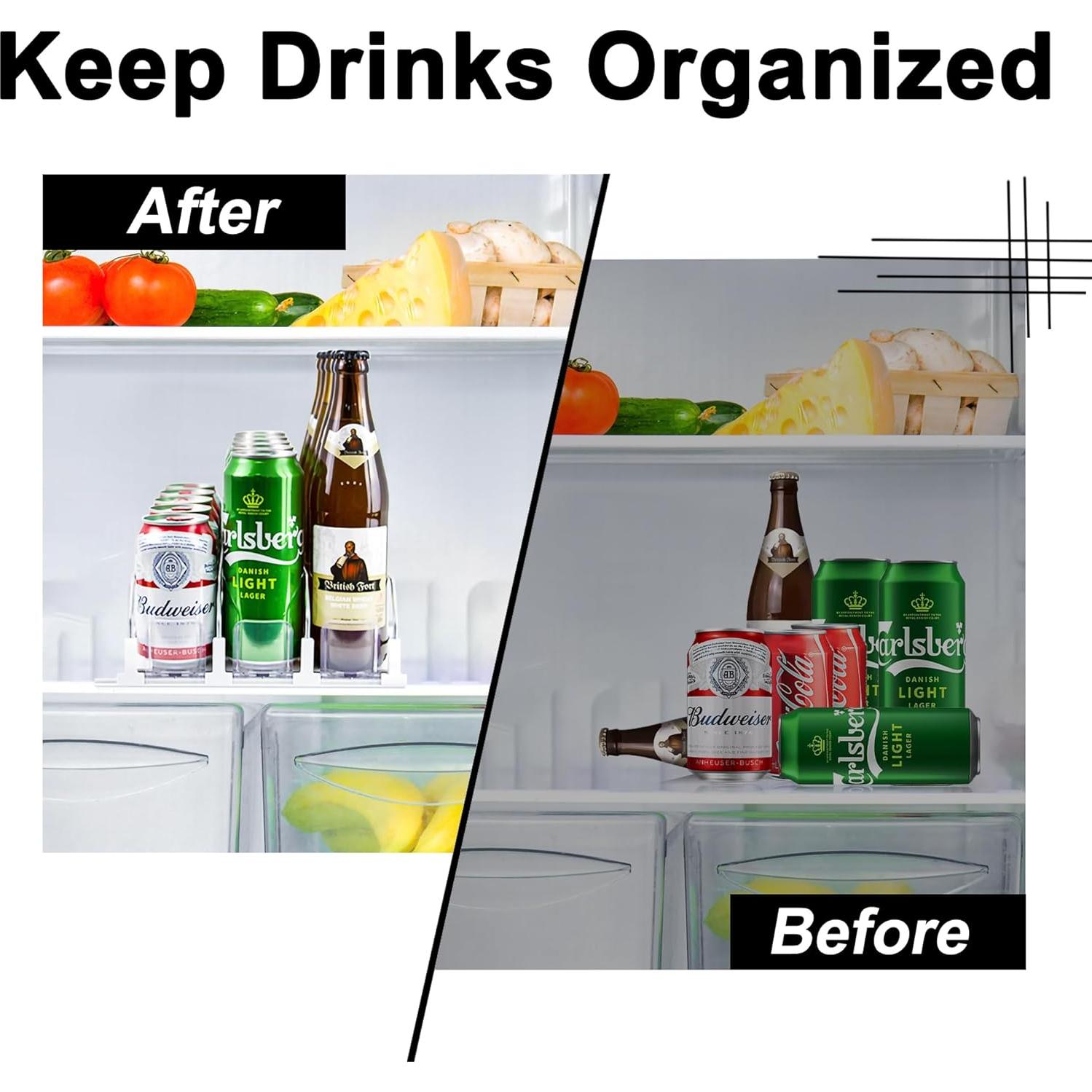 Organizador de Bebidas LumoShine para Nevera 3 Filas Ajustable