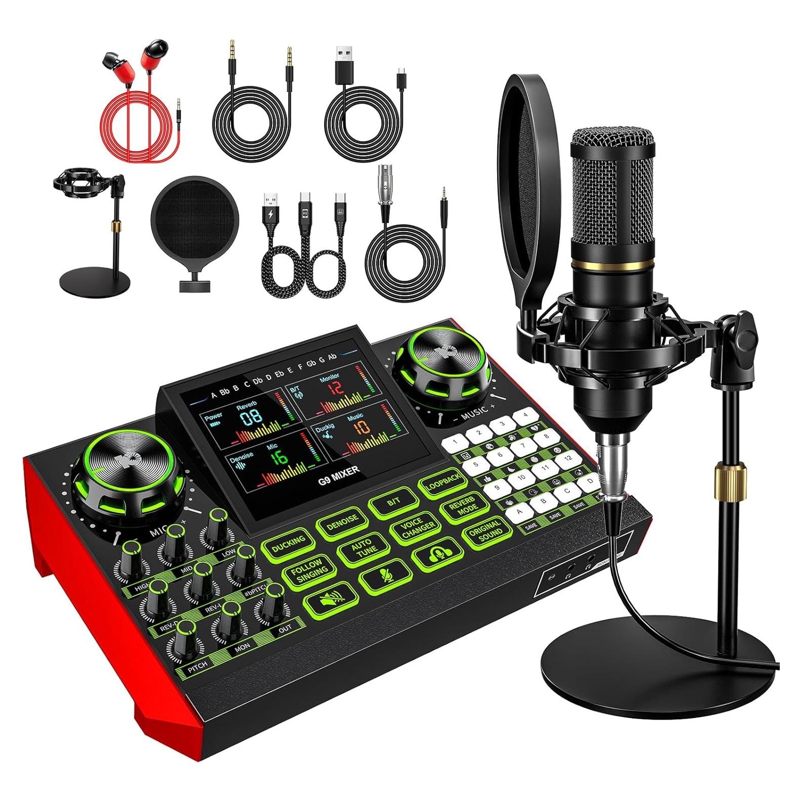 Kit de Podcast Neculogy G9 BM800 con Micrófono y Mezclador