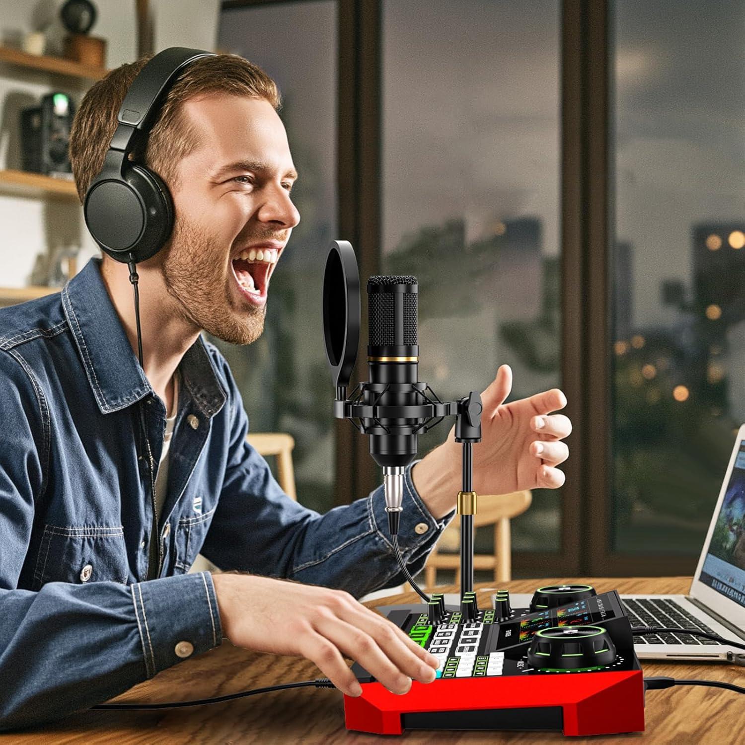 Kit de Podcast Neculogy G9 BM800 con Micrófono y Mezclador