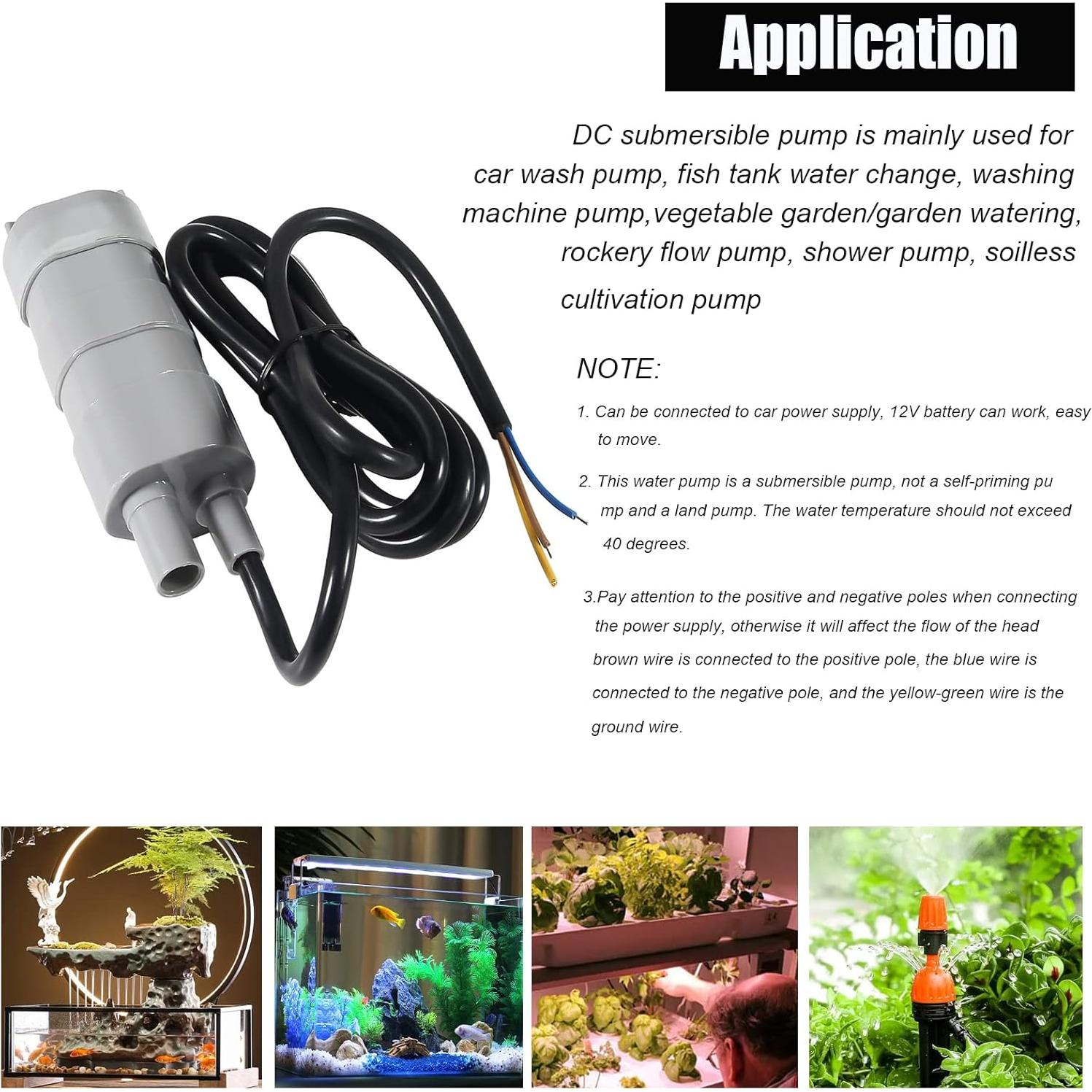 Bomba de Agua Sumergible Diitao 12V 600L/H 5M Altura