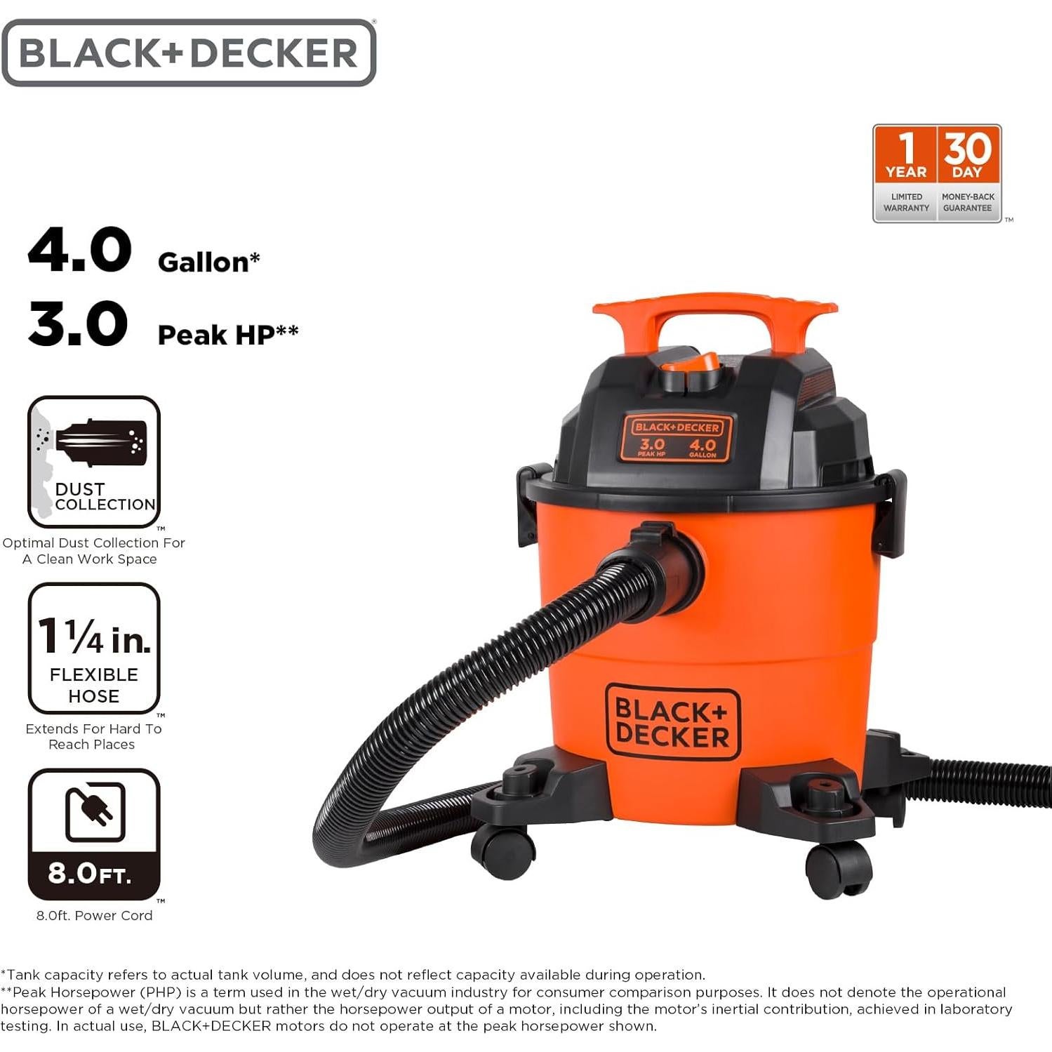 Aspiradora BLACK+DECKER Húmeda y Seca 4 Galones 3 HP