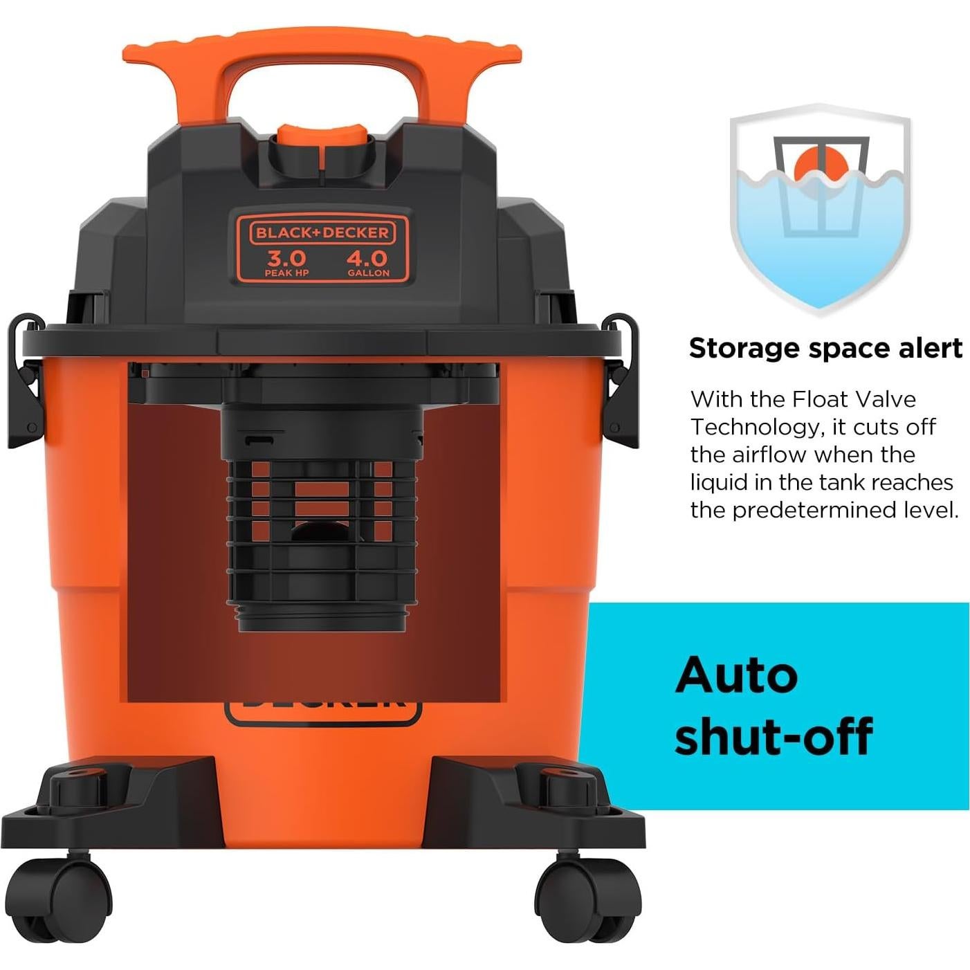 Aspiradora BLACK+DECKER Húmeda y Seca 4 Galones 3 HP