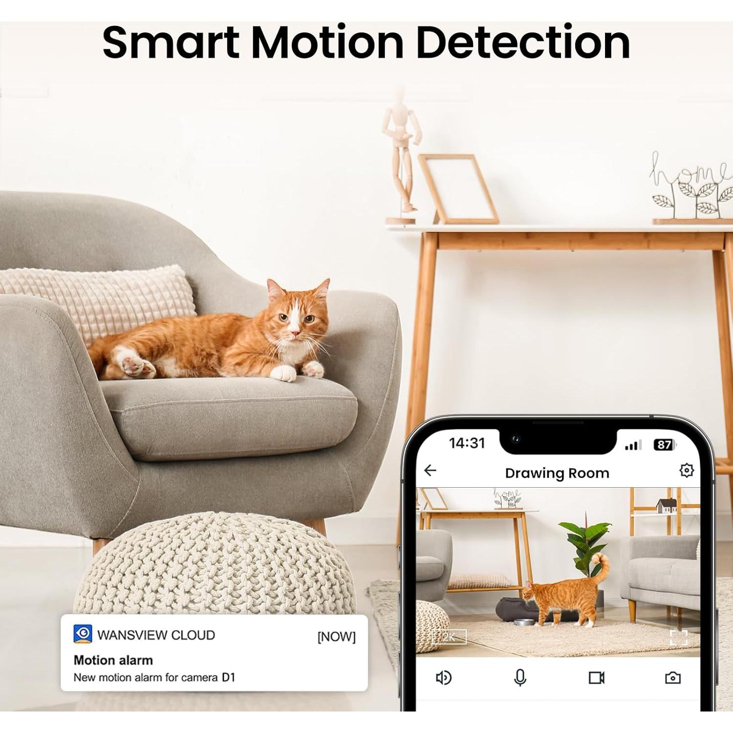 Cámara de Seguridad Interior Cinnado D1 2K WiFi 360°
