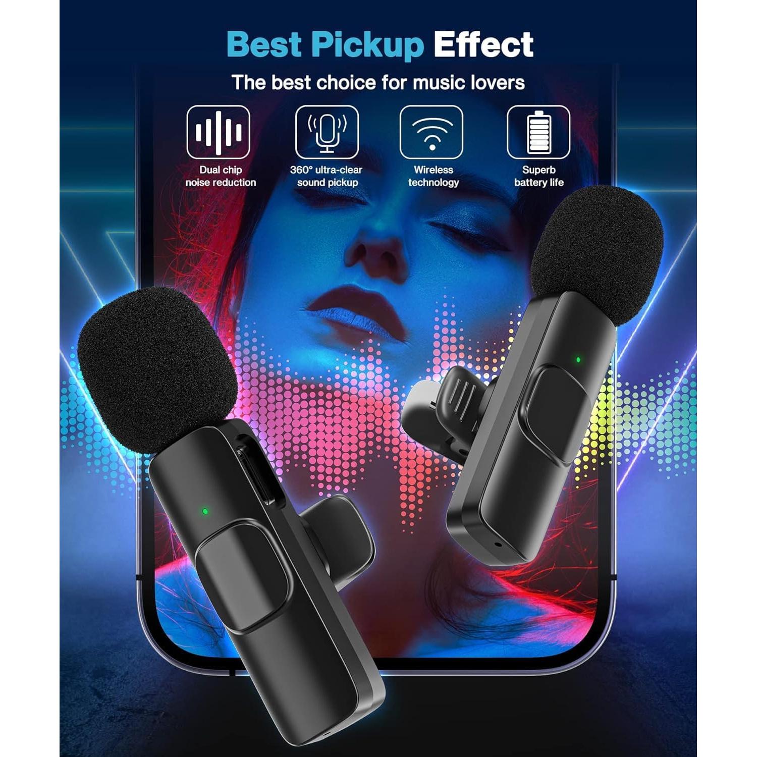 Micrófono Lavalier Inalámbrico Gicorino 2-en-1 USB-C para iPhone