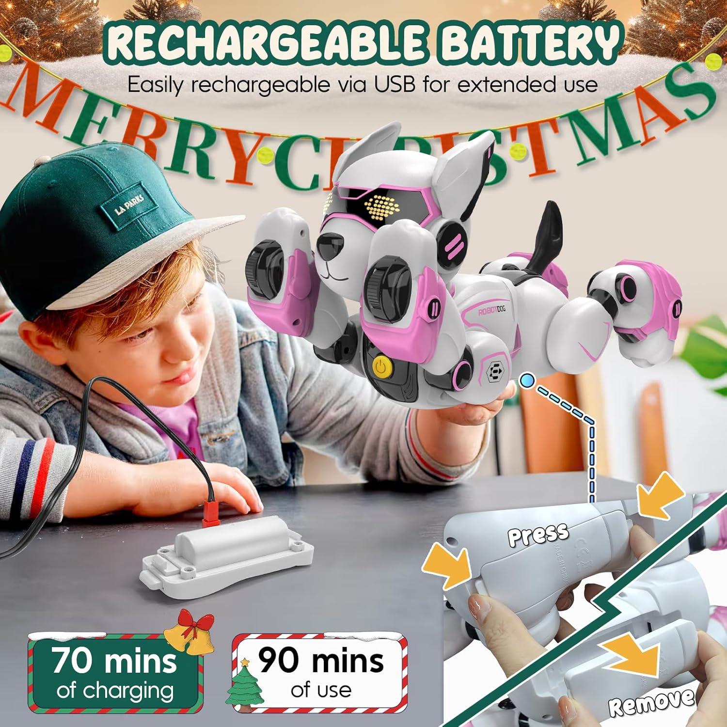 Perro Robot Interactivo Aysun R27 Programable Rosa