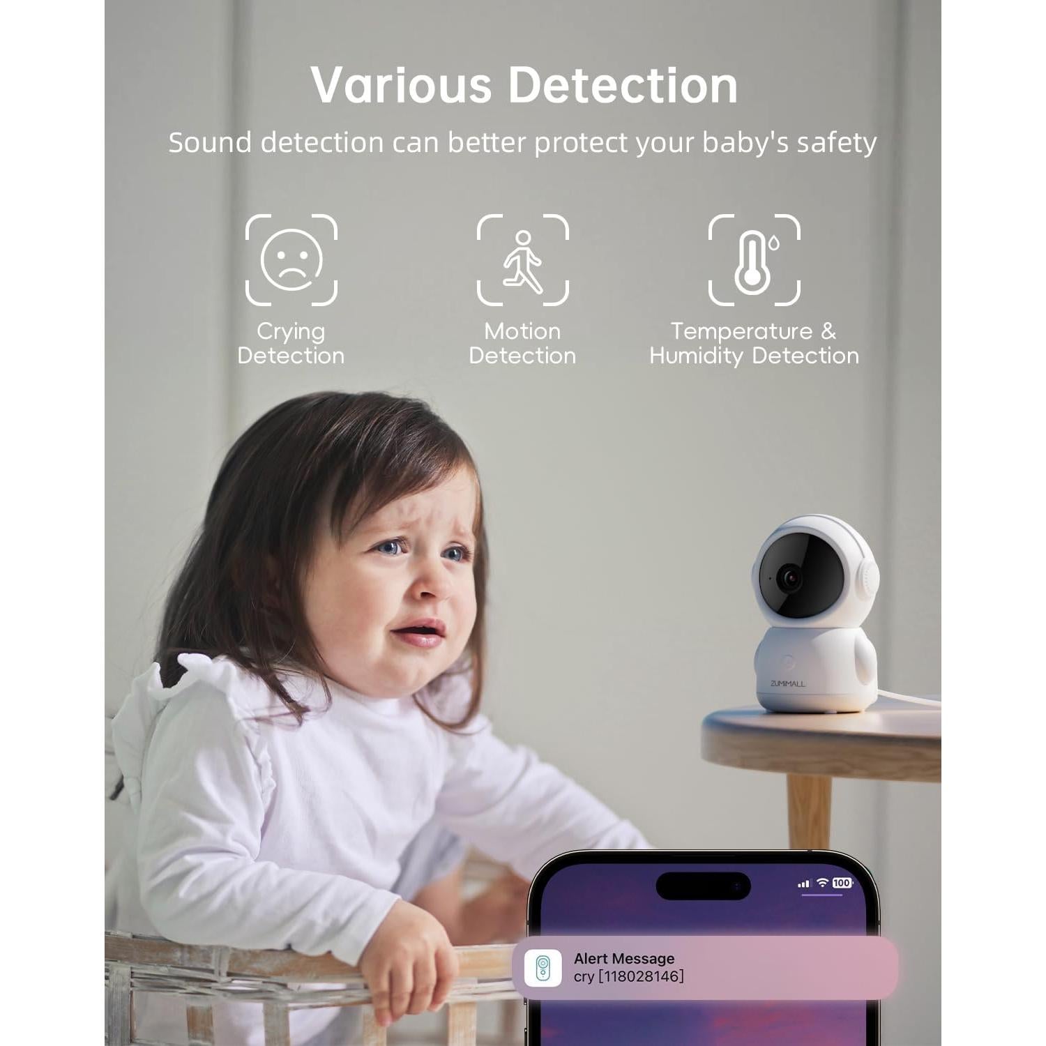 Cámara de Seguridad ZUMIMALL BK06 2K WiFi con Audio y Seguimiento