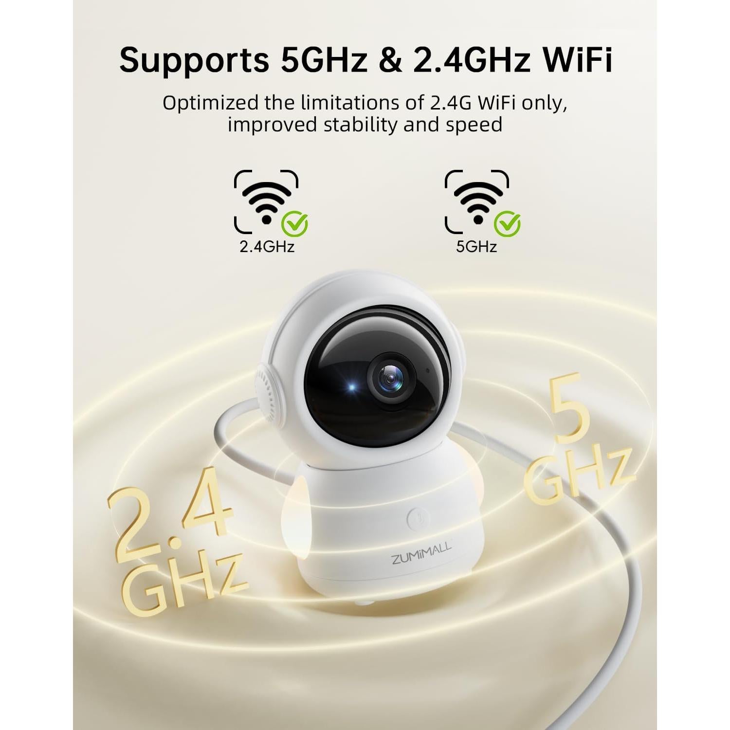 Cámara de Seguridad ZUMIMALL BK06 2K WiFi con Audio y Seguimiento