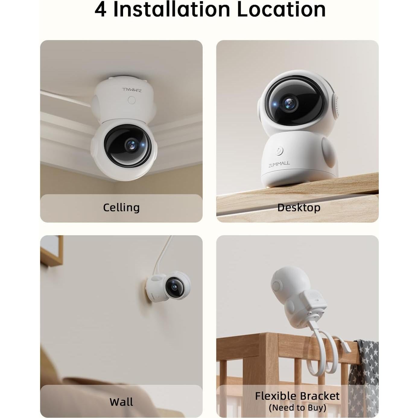 Cámara de Seguridad ZUMIMALL BK06 2K WiFi con Audio y Seguimiento