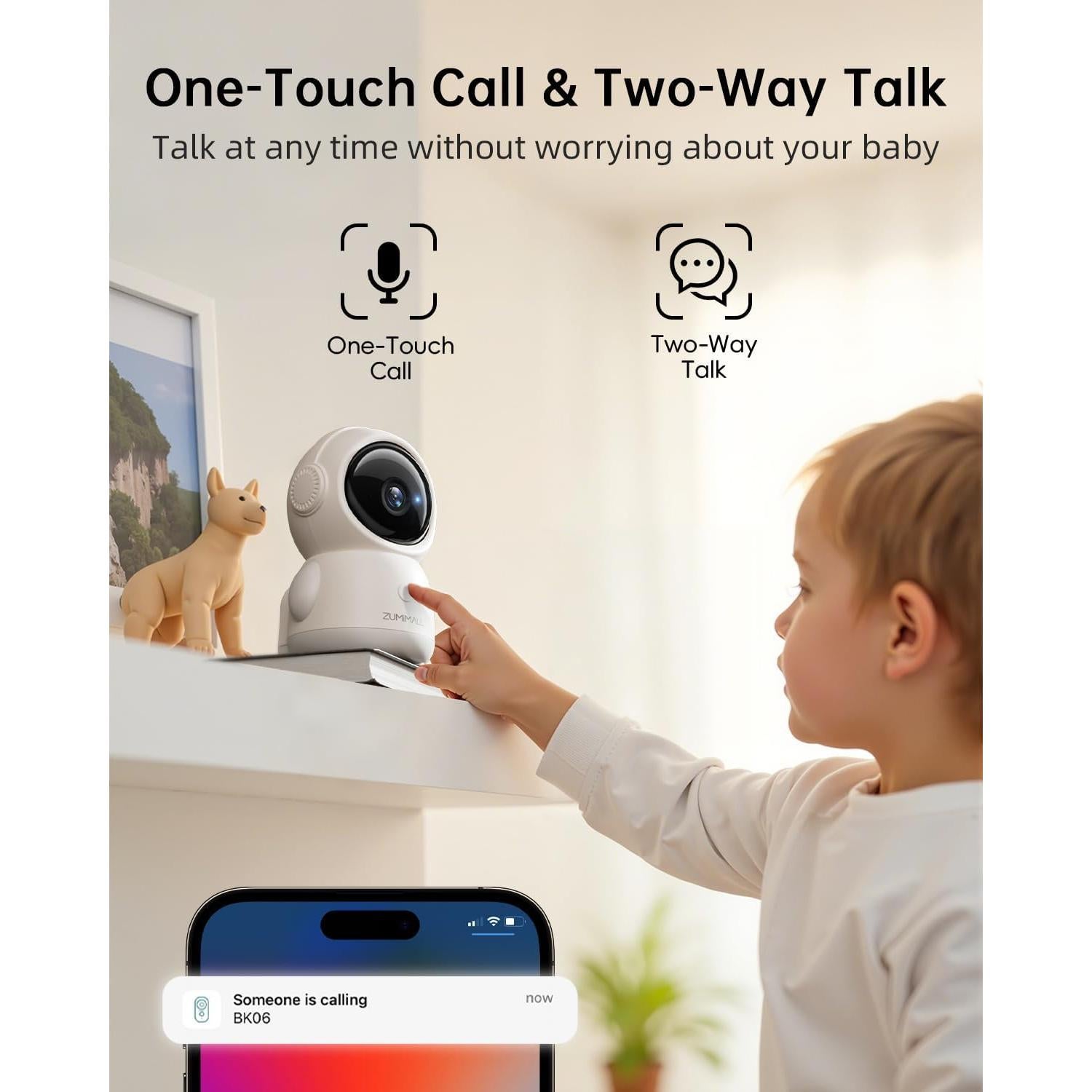 Cámara de Seguridad ZUMIMALL BK06 2K WiFi con Audio y Seguimiento