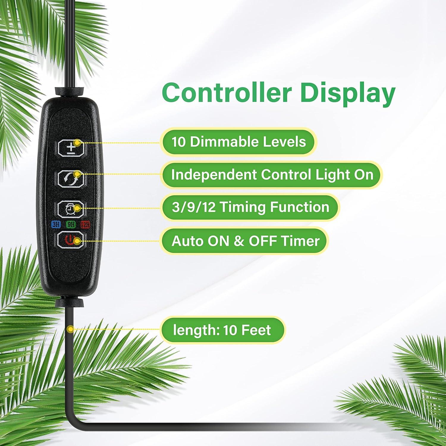 iPower 60W Luz LED Cultivo Amarilla 4 Tubos Espectro Completo