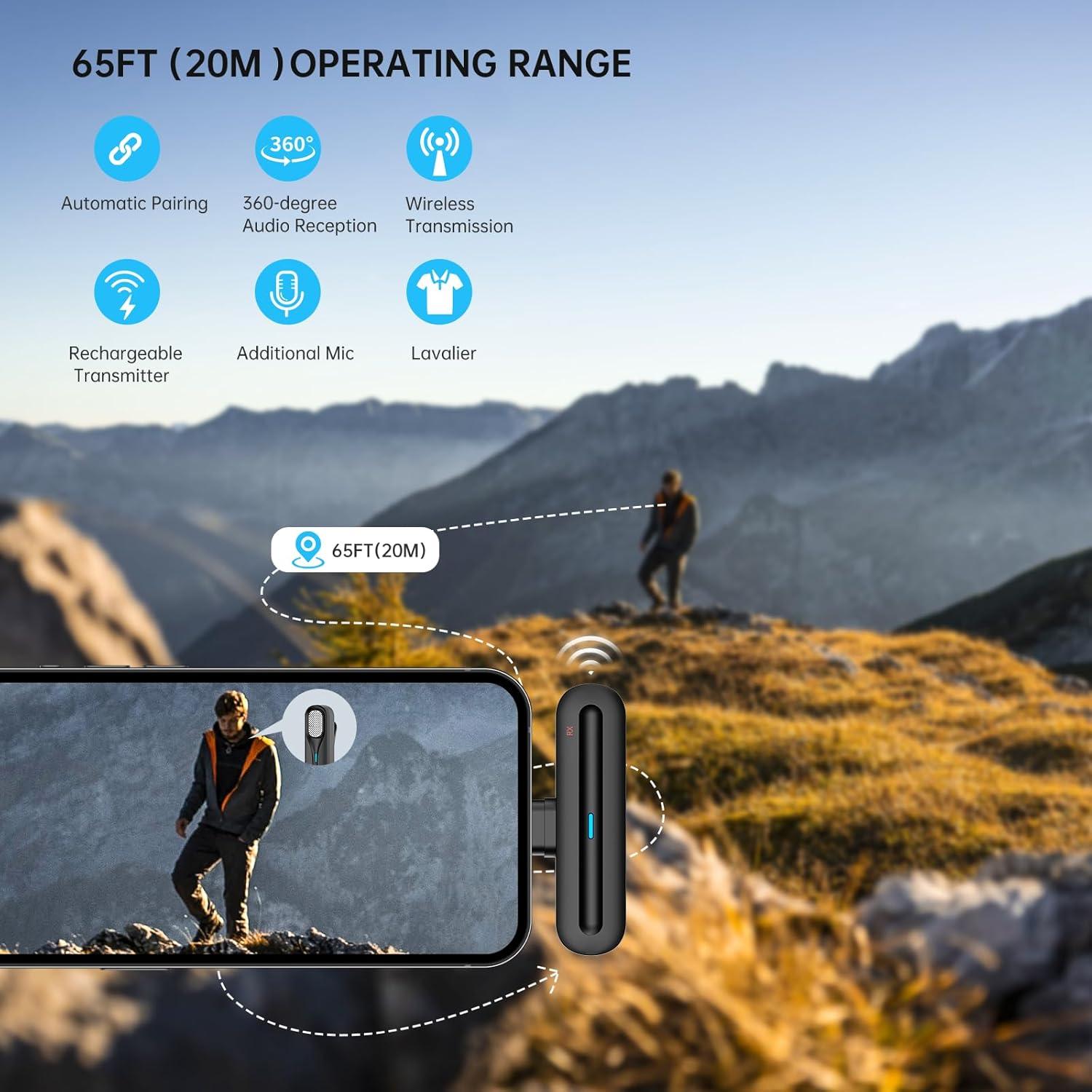 Micrófono Lavalier Inalámbrico P Panoraxy Tipo-C 2 Micrófonos