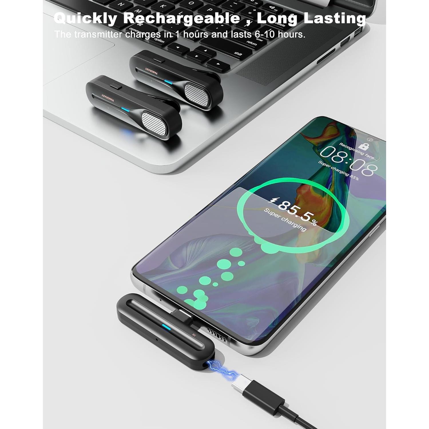 Micrófono Lavalier Inalámbrico P Panoraxy Tipo-C 2 Micrófonos