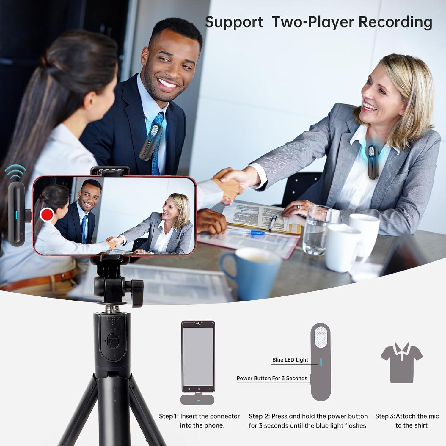 Micrófono Lavalier Inalámbrico P Panoraxy Tipo-C 2 Micrófonos