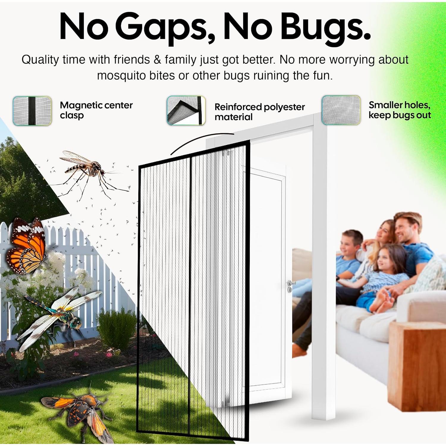 Puerta de Pantalla Magnética UnBugs - 91 x 208 cm - Cierre Automático