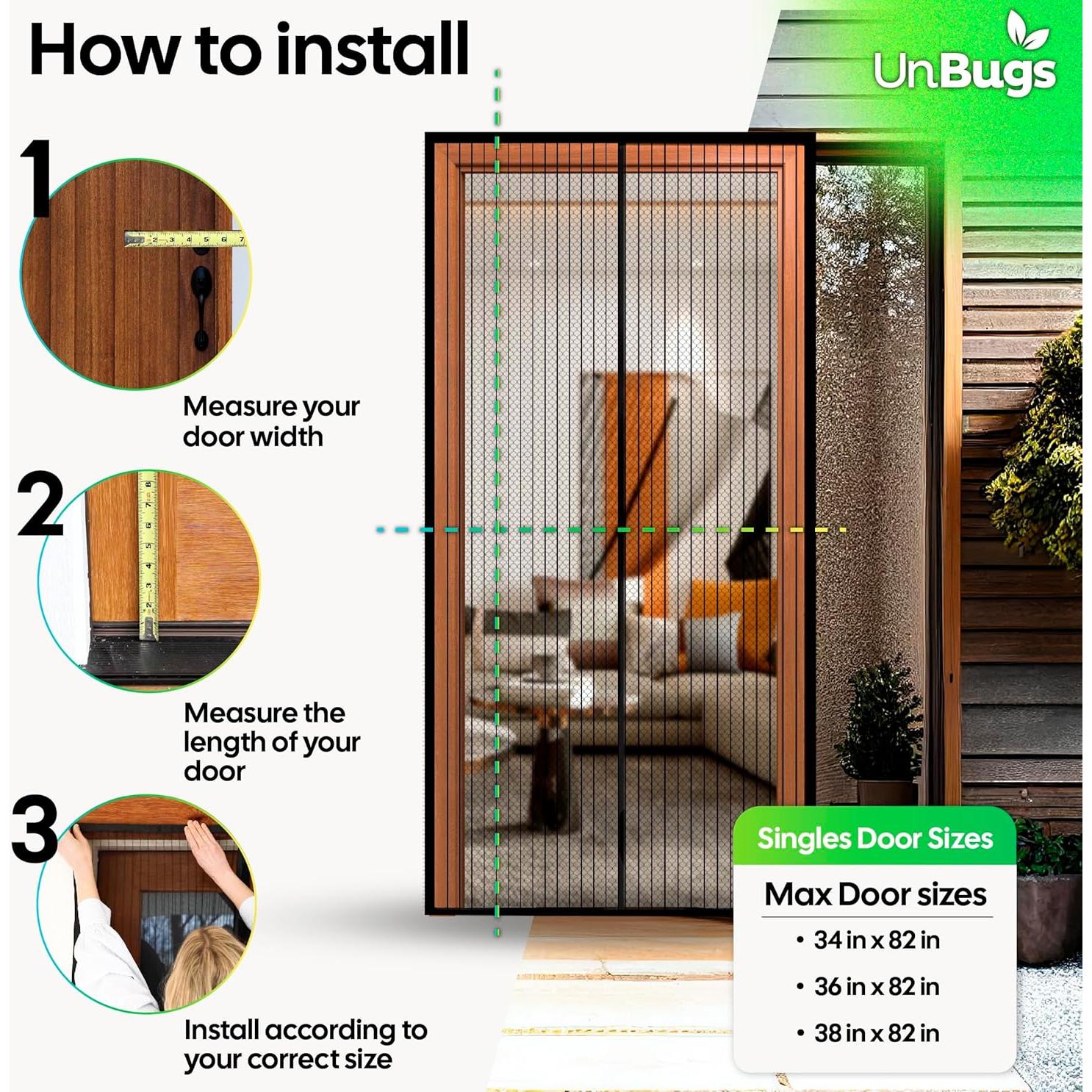 Puerta de Pantalla Magnética UnBugs - 91 x 208 cm - Cierre Automático