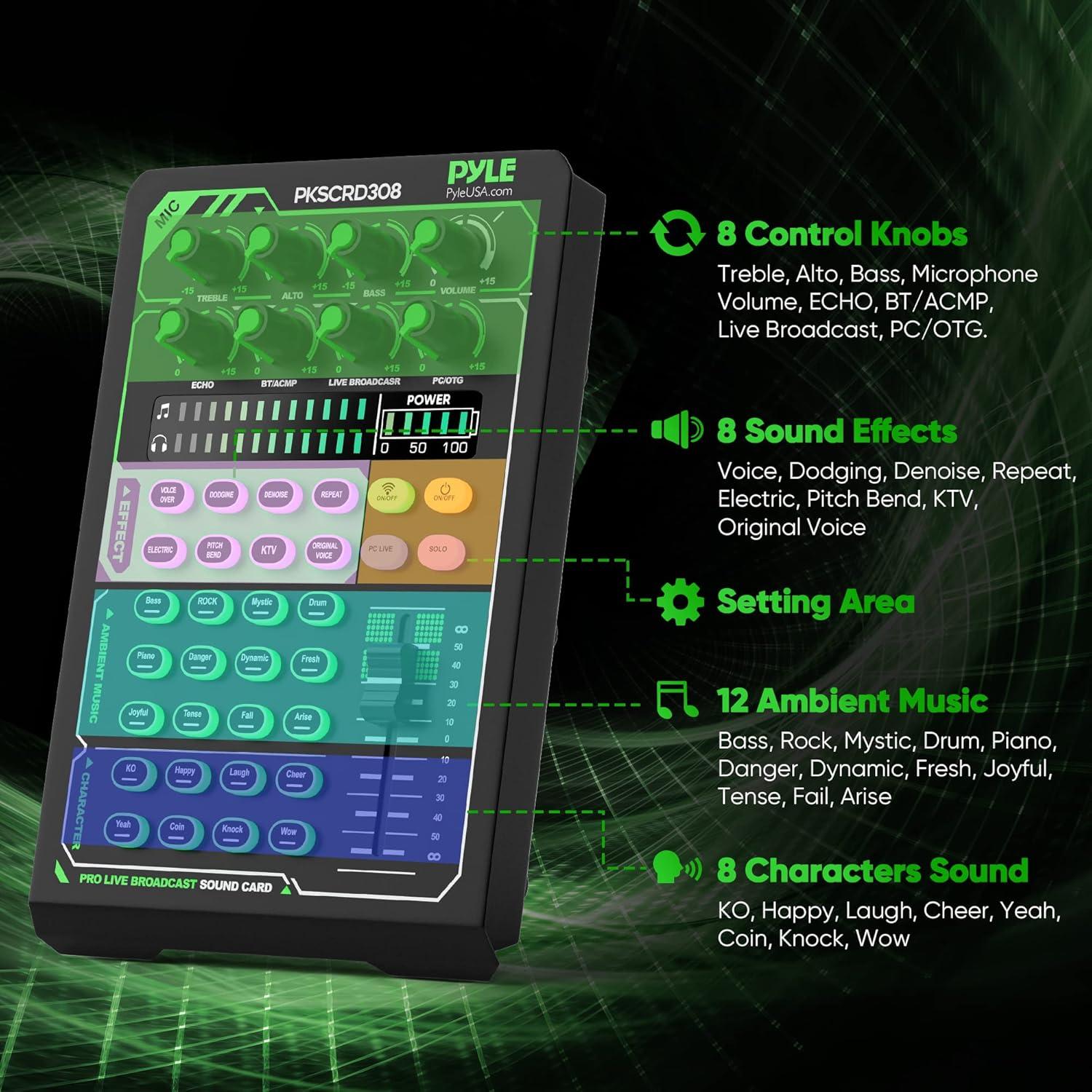 Tarjeta de Sonido Pyle PKSCRD308 Bluetooth con Micrófono